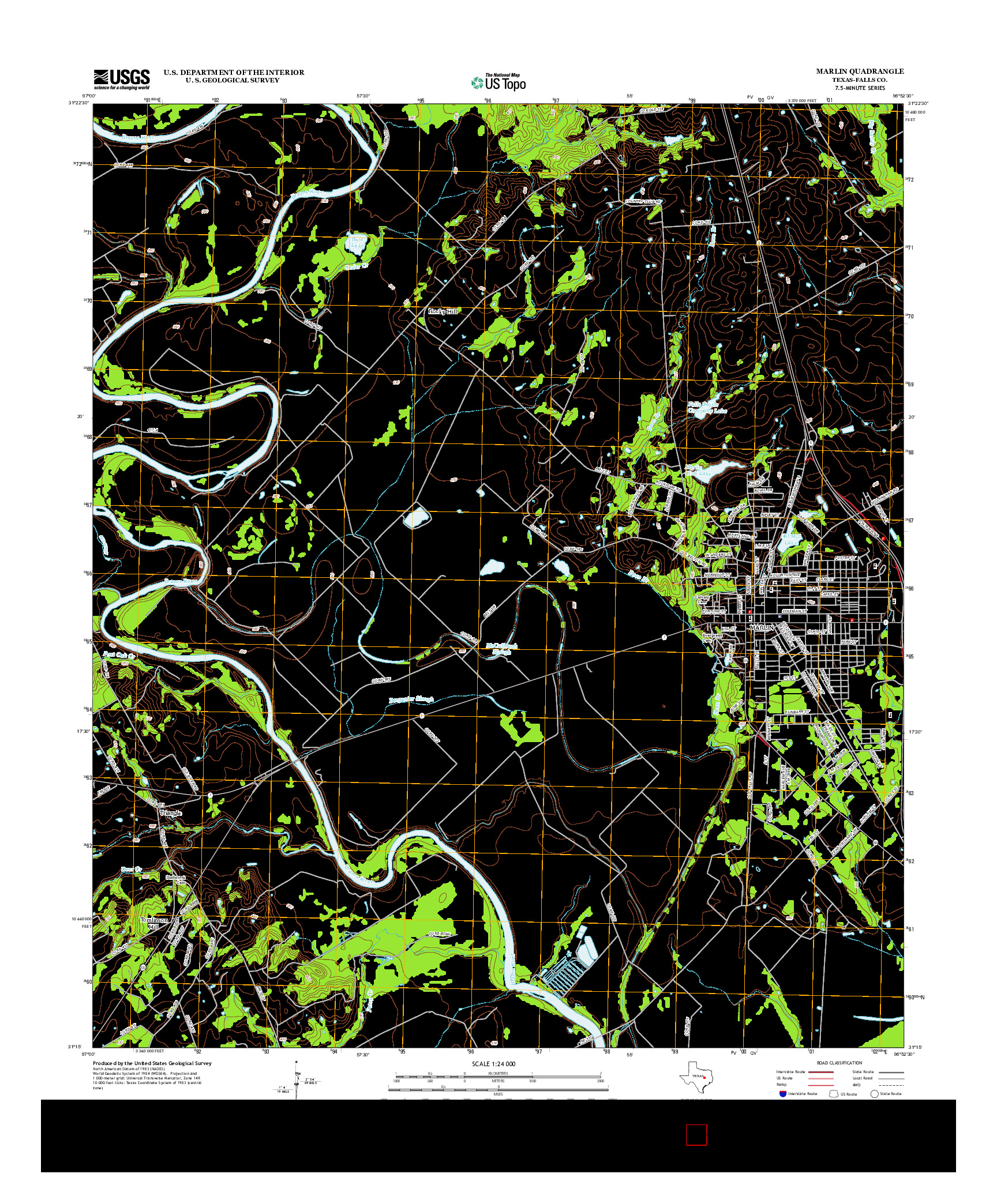 USGS US TOPO 7.5-MINUTE MAP FOR MARLIN, TX 2013