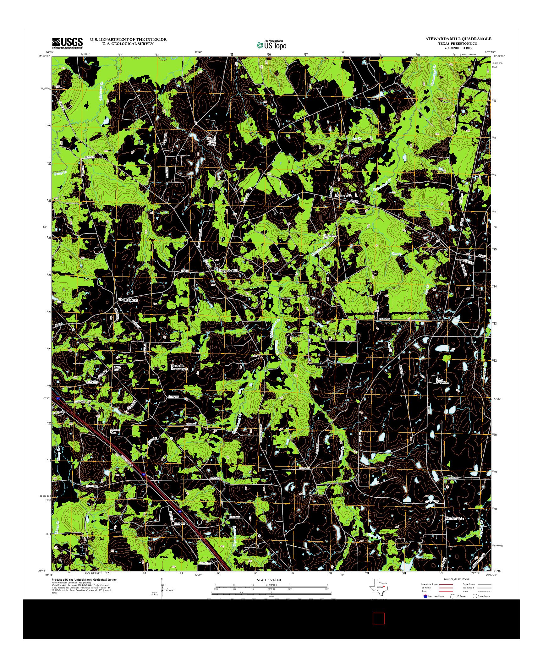 USGS US TOPO 7.5-MINUTE MAP FOR STEWARDS MILL, TX 2013