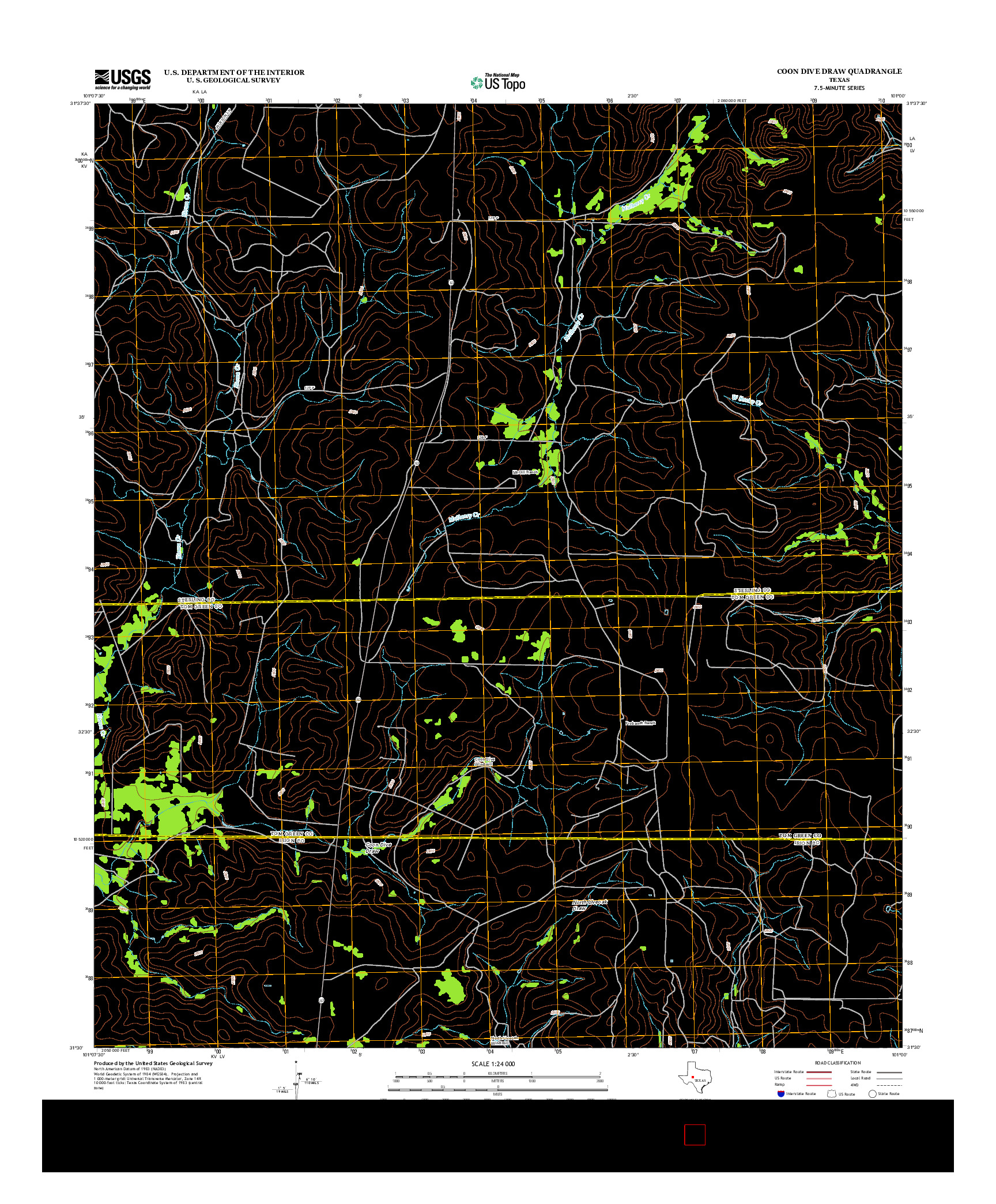 USGS US TOPO 7.5-MINUTE MAP FOR COON DIVE DRAW, TX 2013