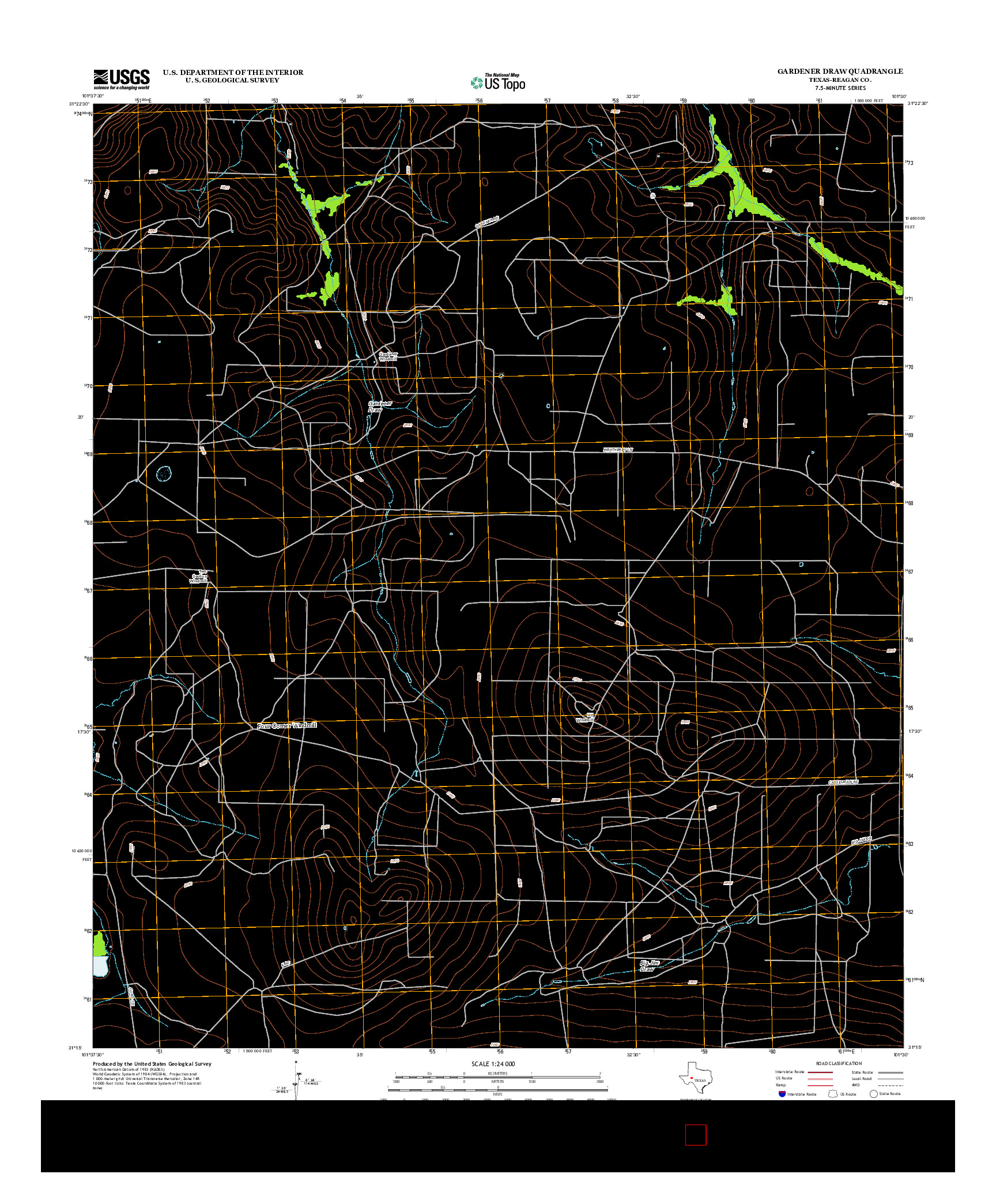 USGS US TOPO 7.5-MINUTE MAP FOR GARDENER DRAW, TX 2013