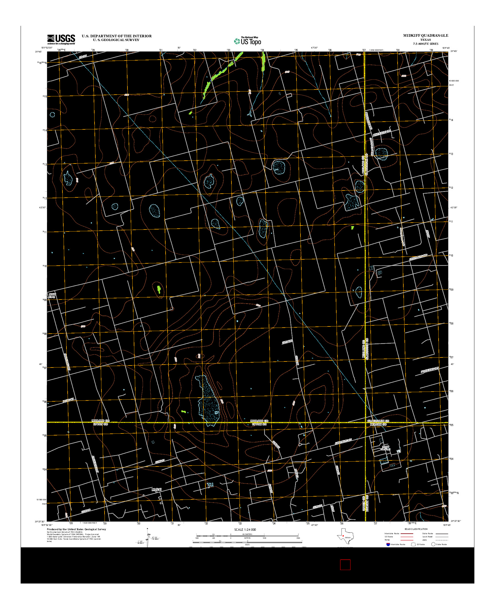 USGS US TOPO 7.5-MINUTE MAP FOR MIDKIFF, TX 2013