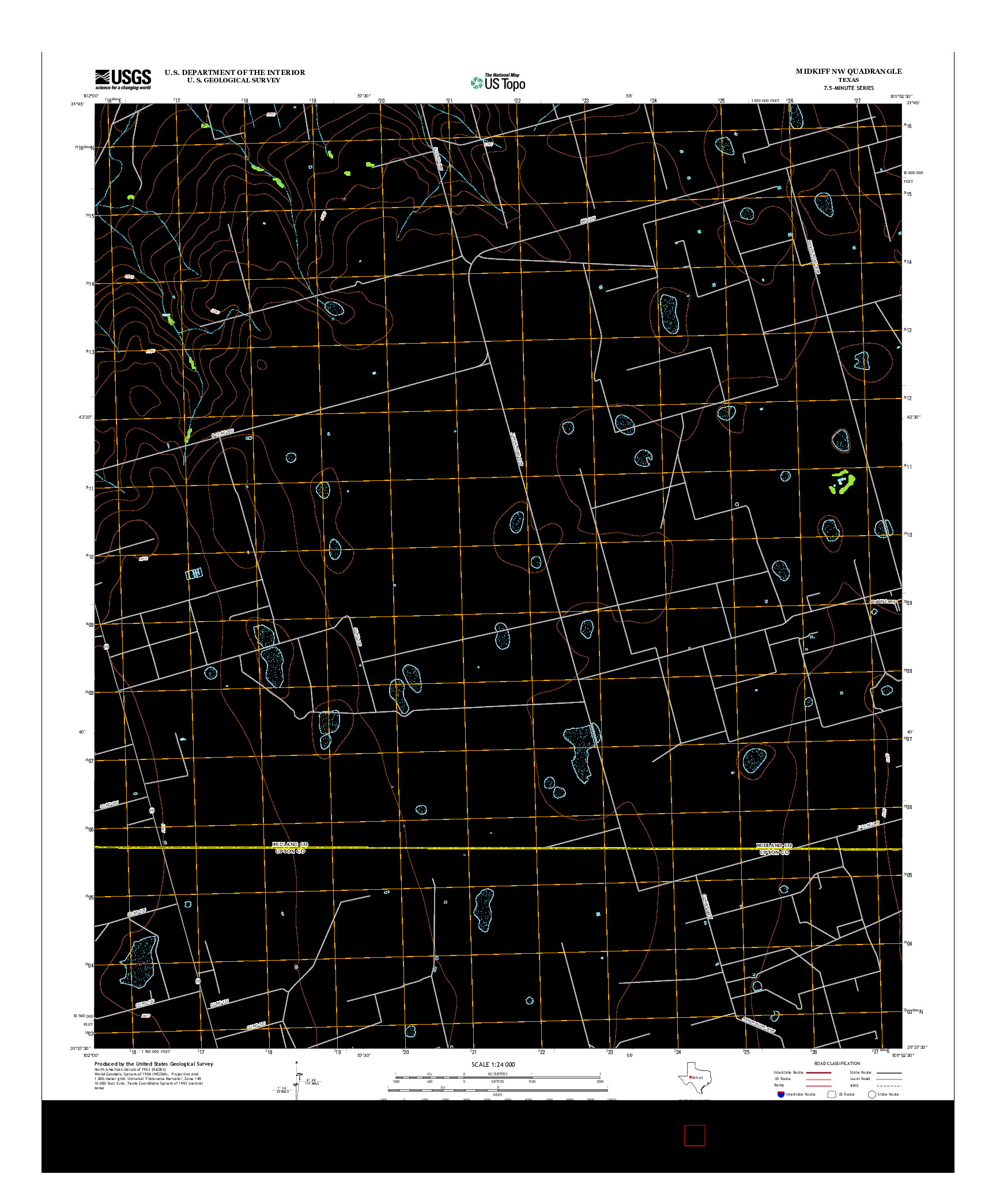 USGS US TOPO 7.5-MINUTE MAP FOR MIDKIFF NW, TX 2013