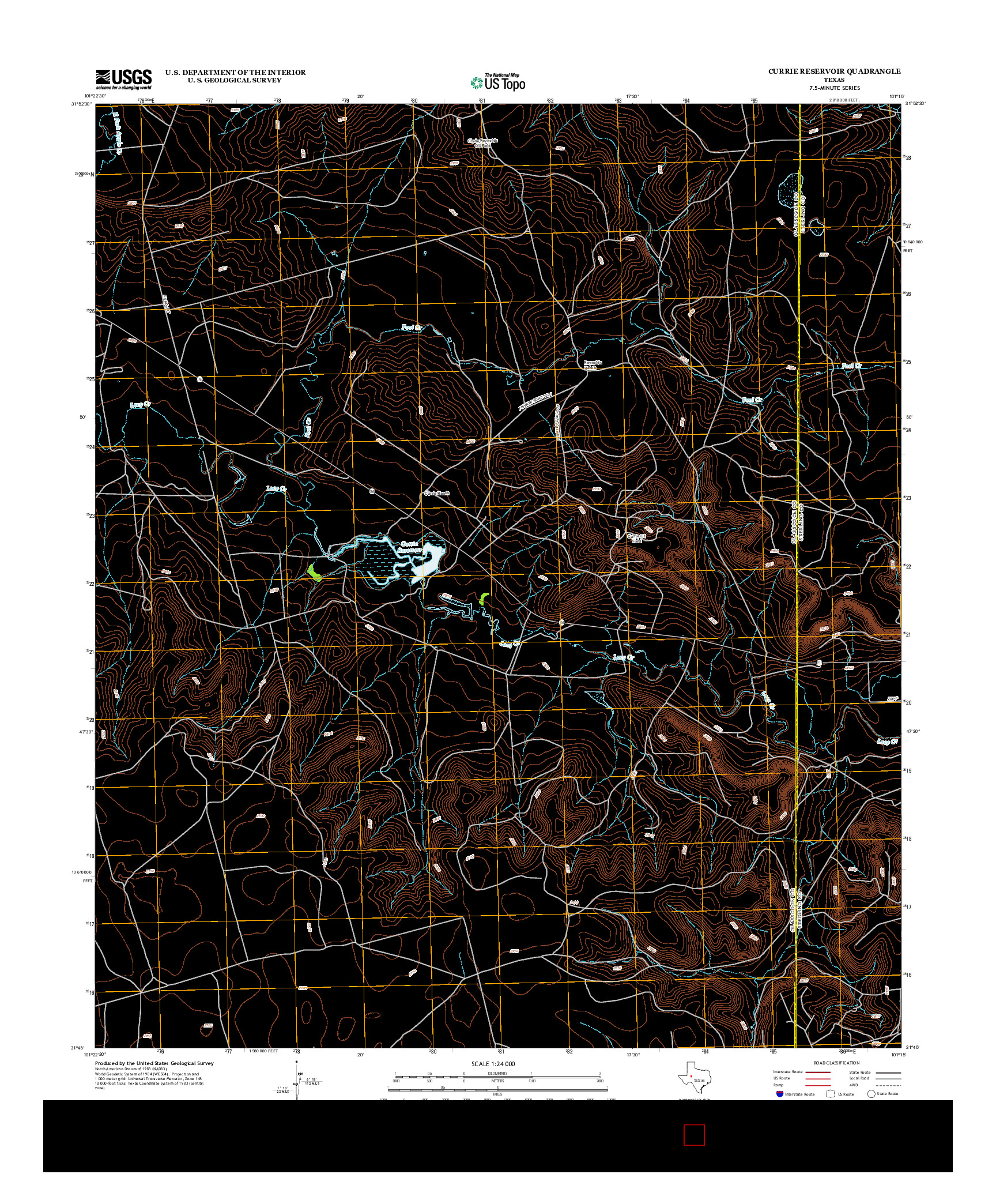 USGS US TOPO 7.5-MINUTE MAP FOR CURRIE RESERVOIR, TX 2013