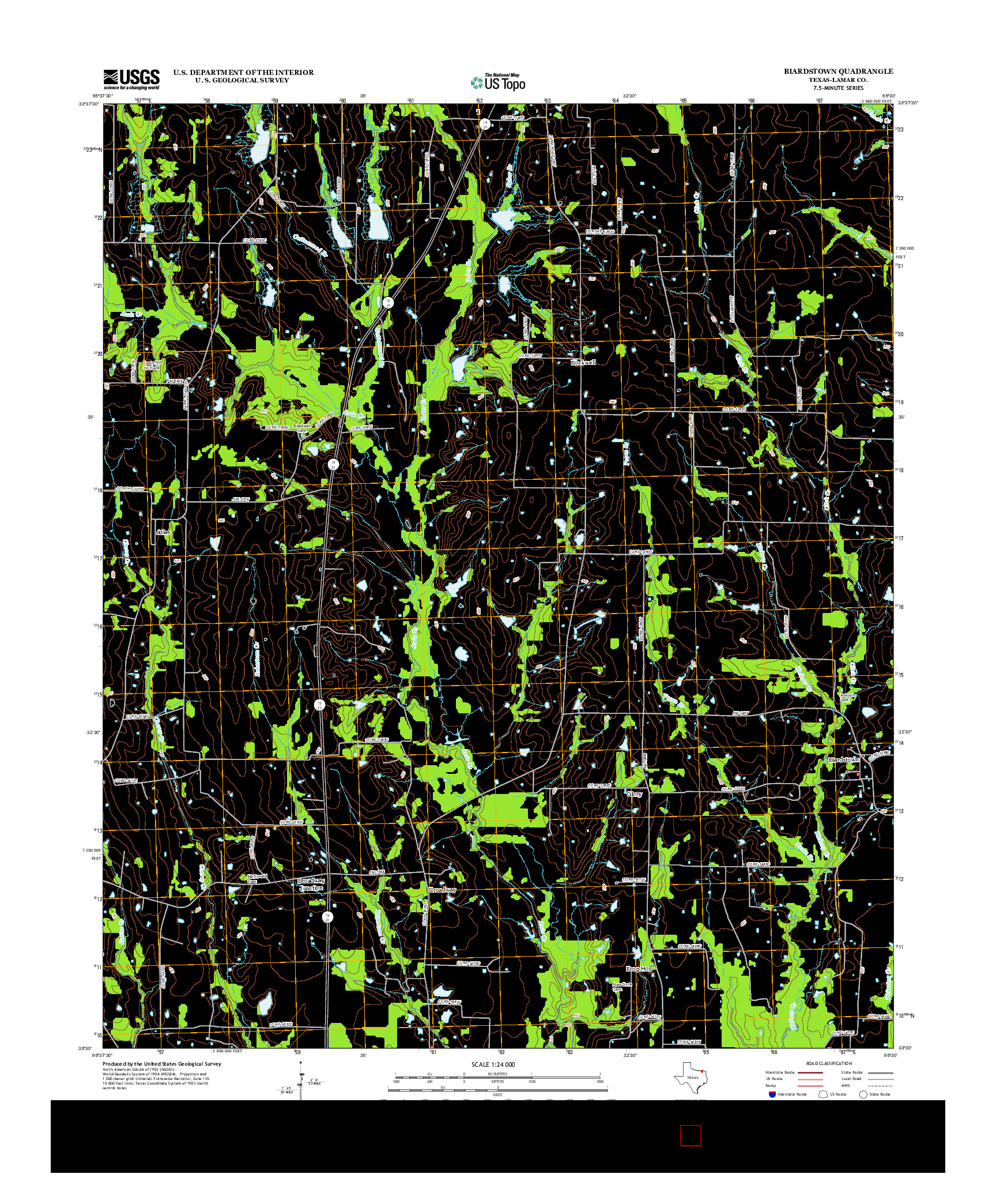 USGS US TOPO 7.5-MINUTE MAP FOR BIARDSTOWN, TX 2013