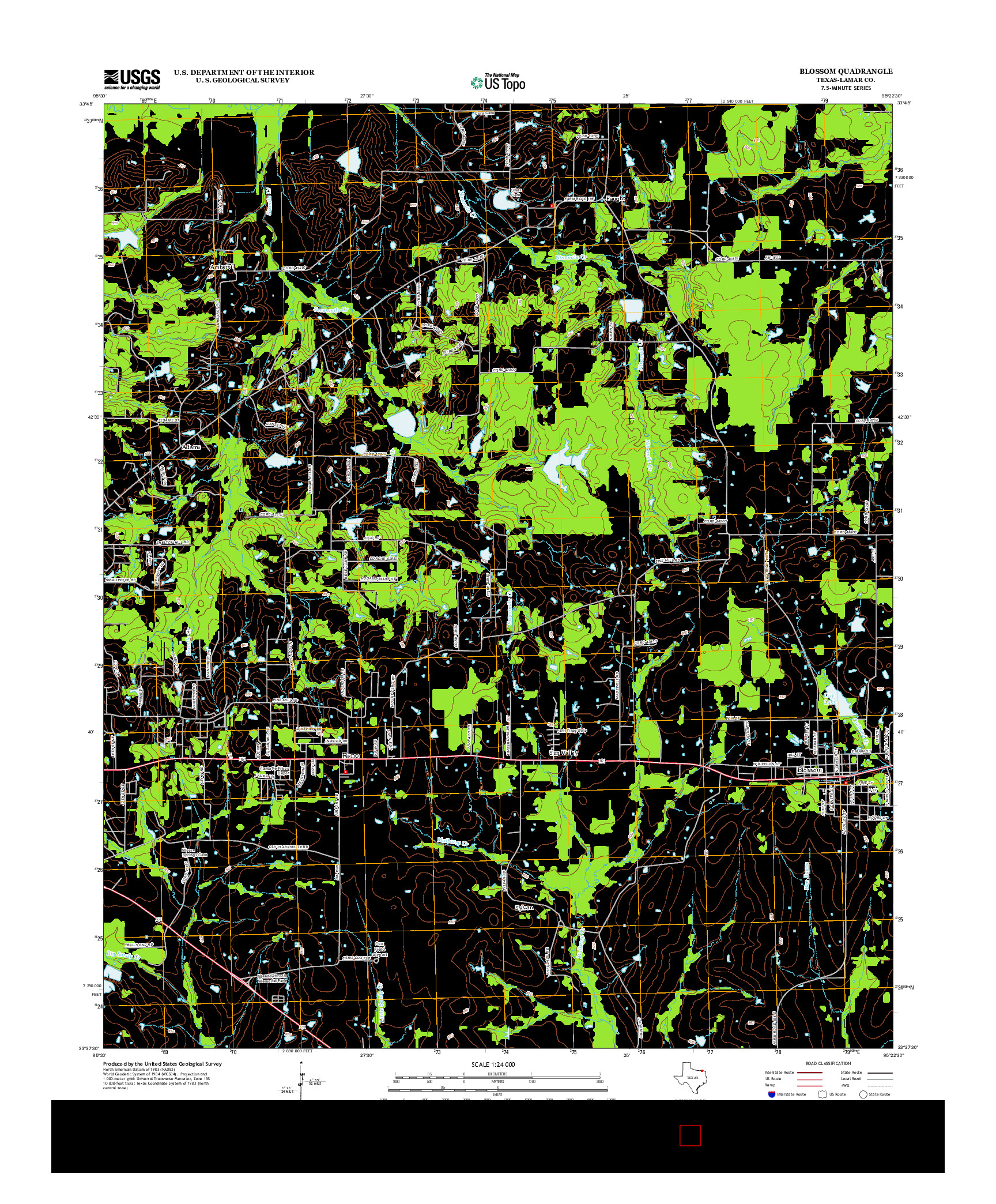 USGS US TOPO 7.5-MINUTE MAP FOR BLOSSOM, TX 2013