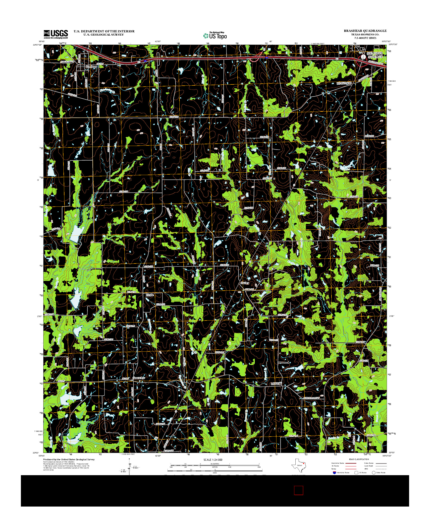 USGS US TOPO 7.5-MINUTE MAP FOR BRASHEAR, TX 2013