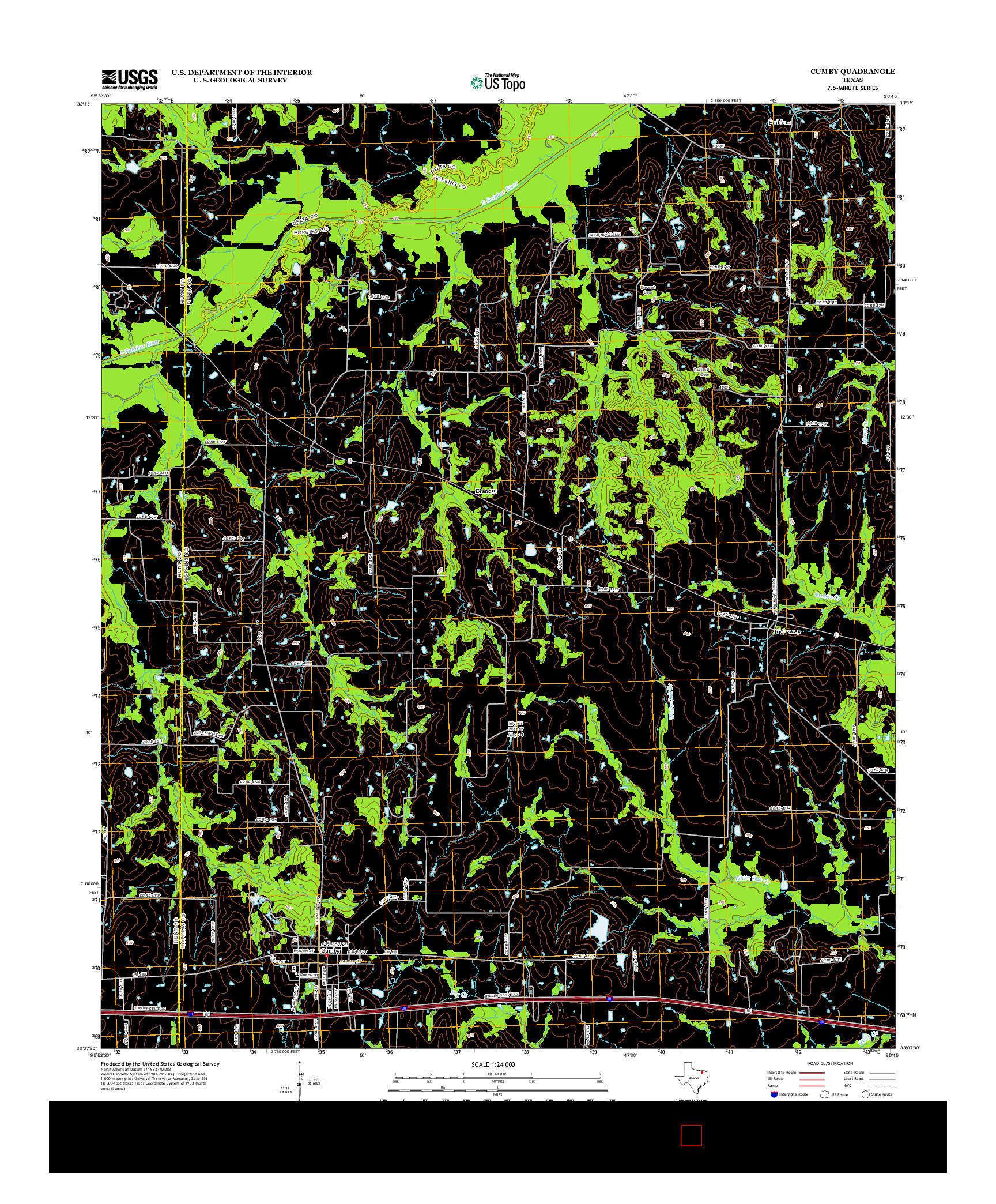 USGS US TOPO 7.5-MINUTE MAP FOR CUMBY, TX 2013