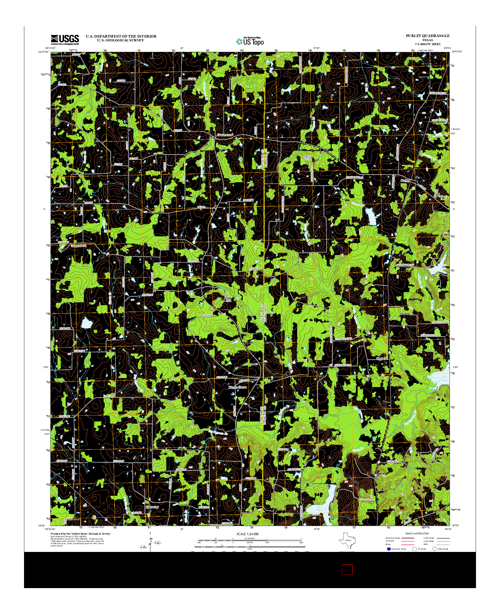 USGS US TOPO 7.5-MINUTE MAP FOR PURLEY, TX 2013