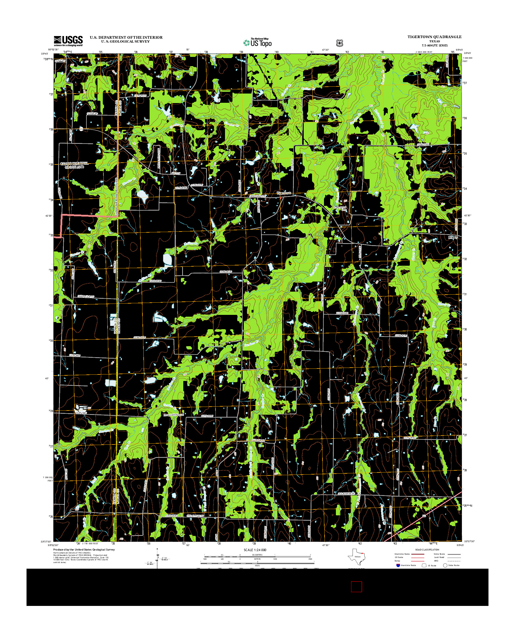 USGS US TOPO 7.5-MINUTE MAP FOR TIGERTOWN, TX 2013