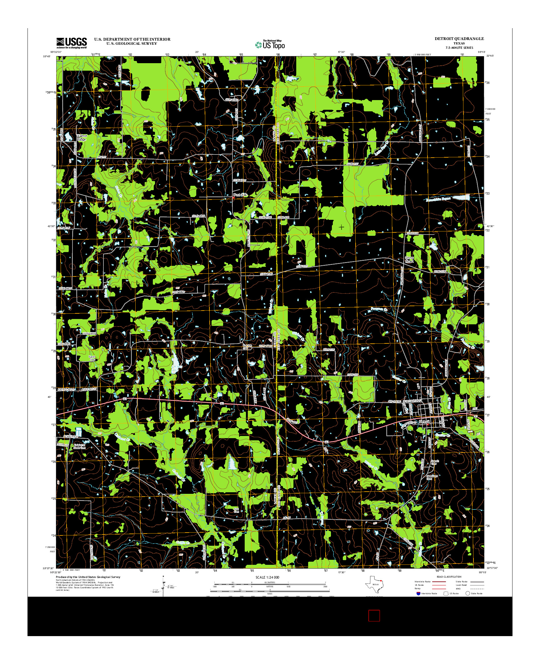 USGS US TOPO 7.5-MINUTE MAP FOR DETROIT, TX 2013