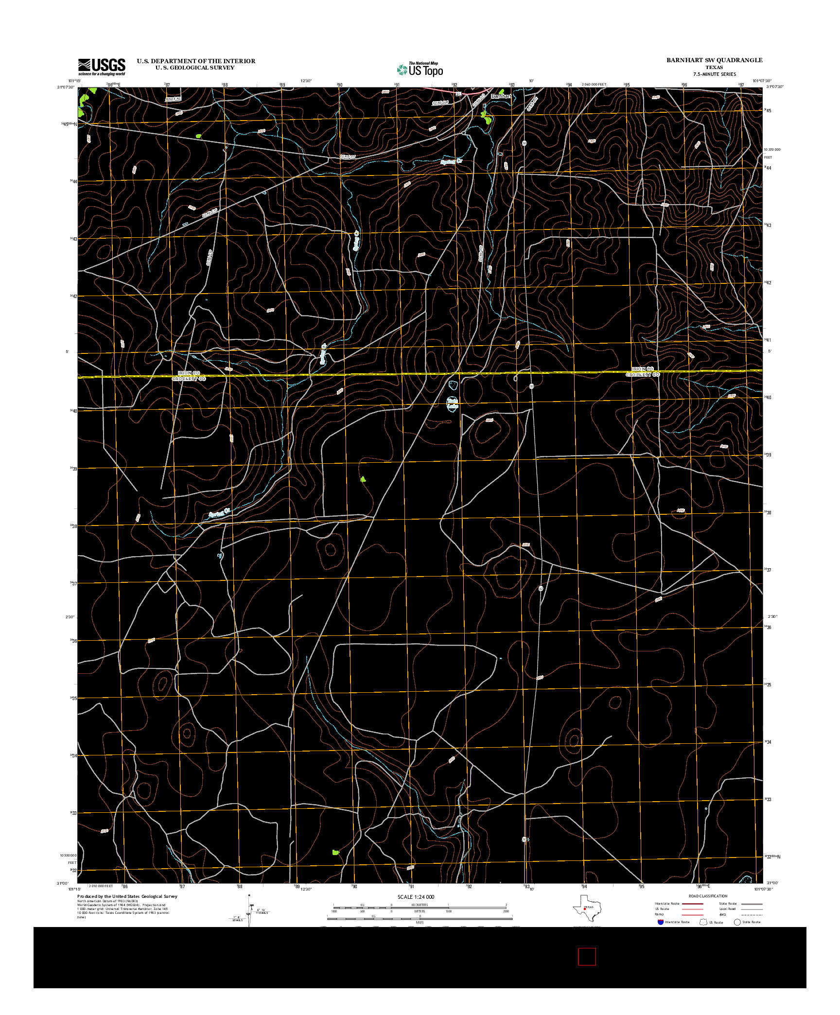 USGS US TOPO 7.5-MINUTE MAP FOR BARNHART SW, TX 2013