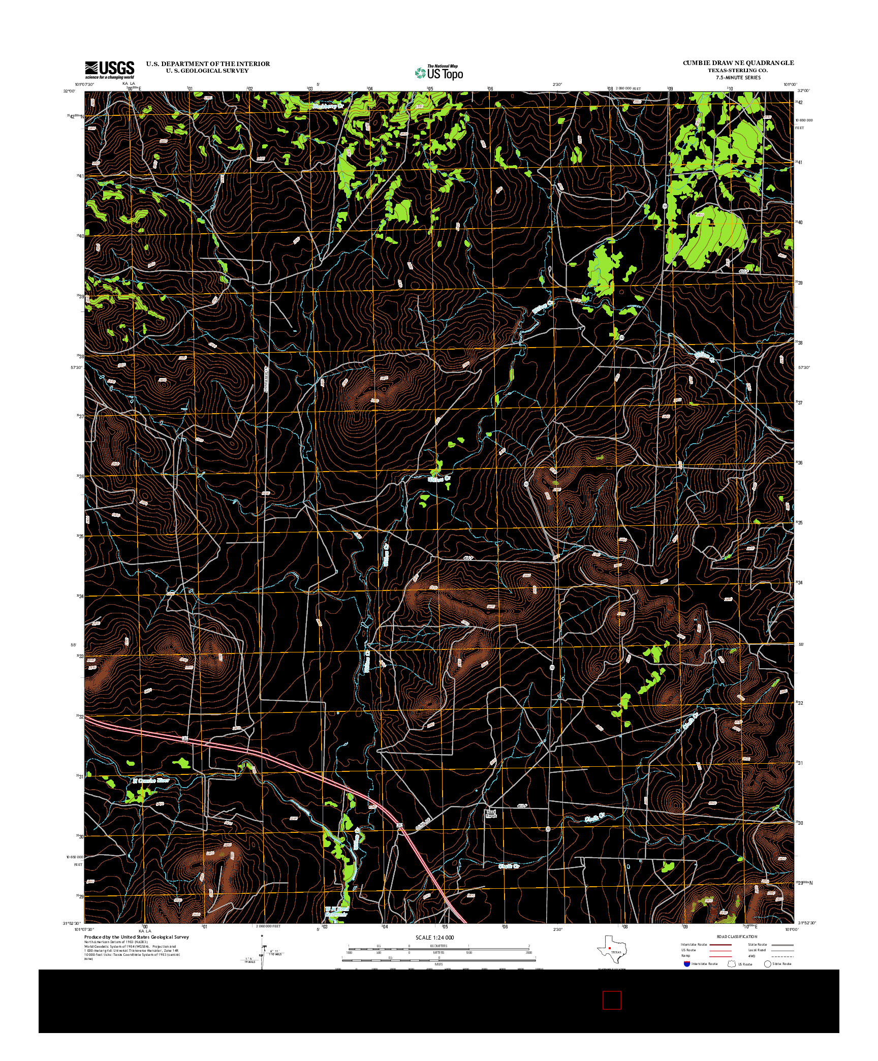 USGS US TOPO 7.5-MINUTE MAP FOR CUMBIE DRAW NE, TX 2013