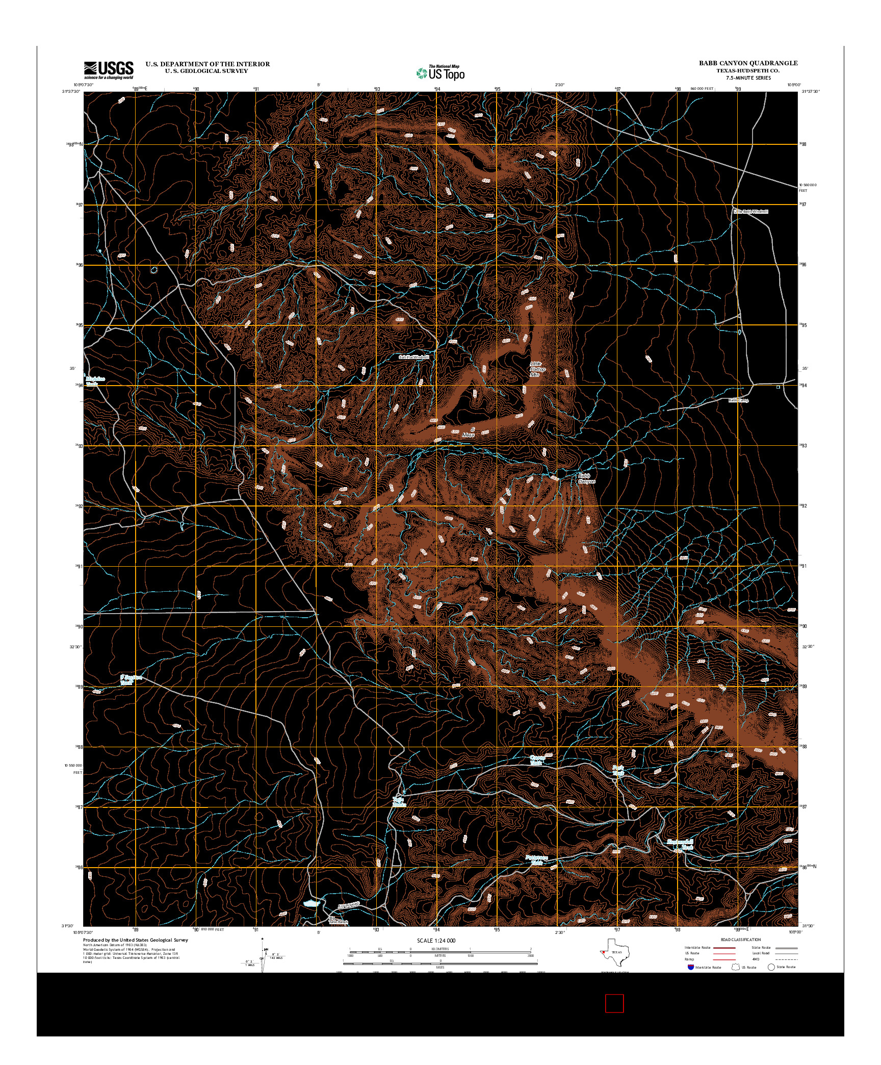 USGS US TOPO 7.5-MINUTE MAP FOR BABB CANYON, TX 2013