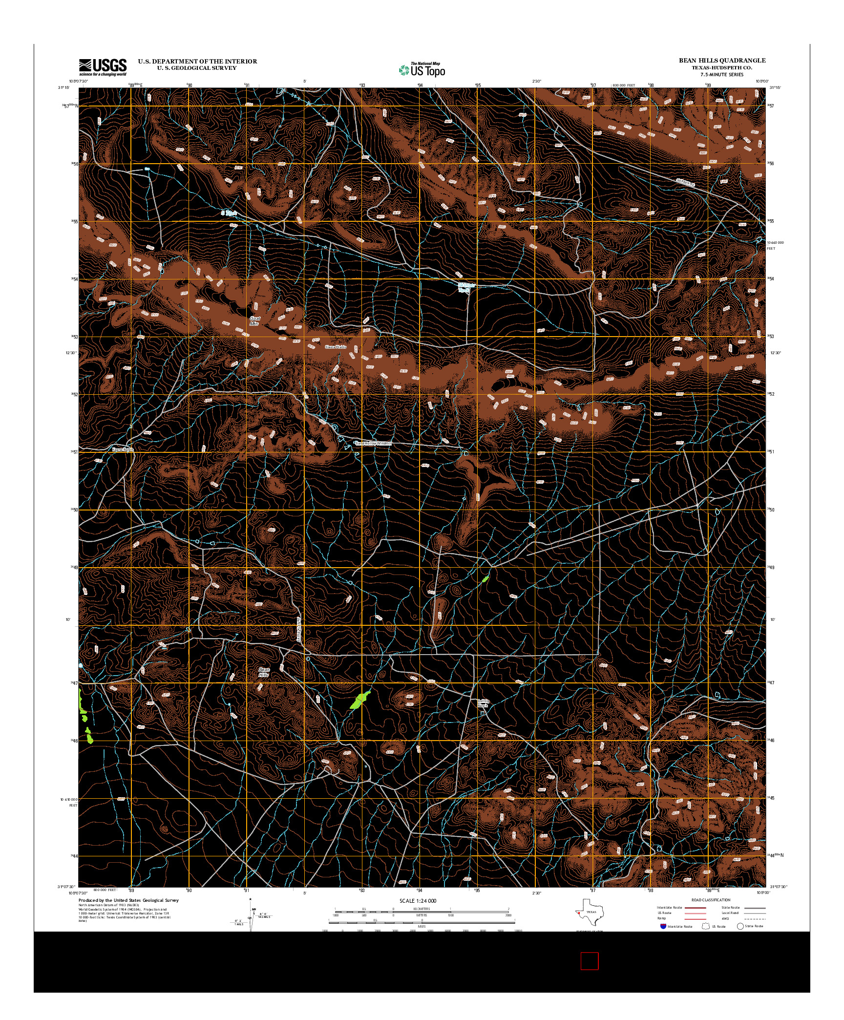 USGS US TOPO 7.5-MINUTE MAP FOR BEAN HILLS, TX 2013