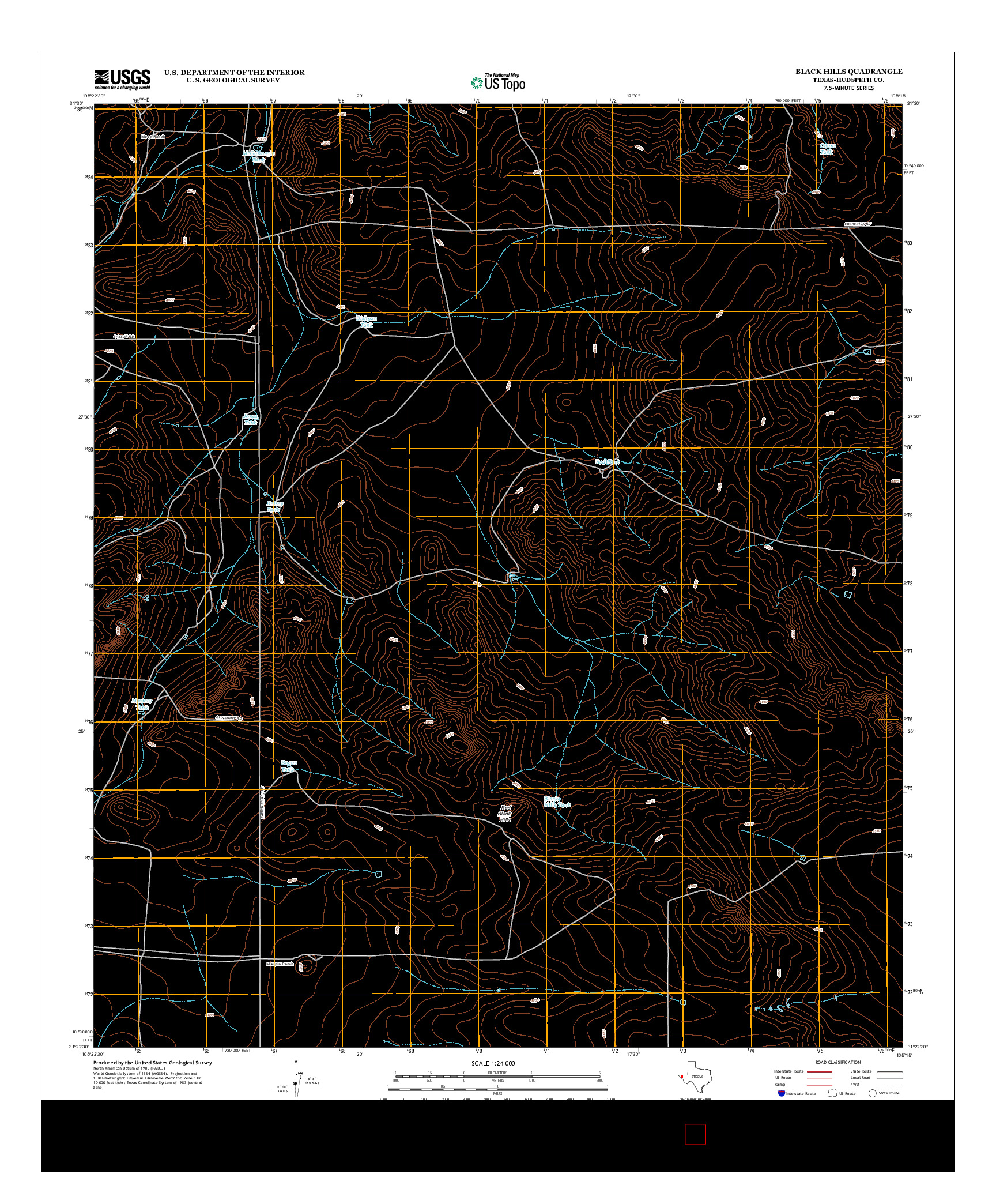 USGS US TOPO 7.5-MINUTE MAP FOR BLACK HILLS, TX 2013