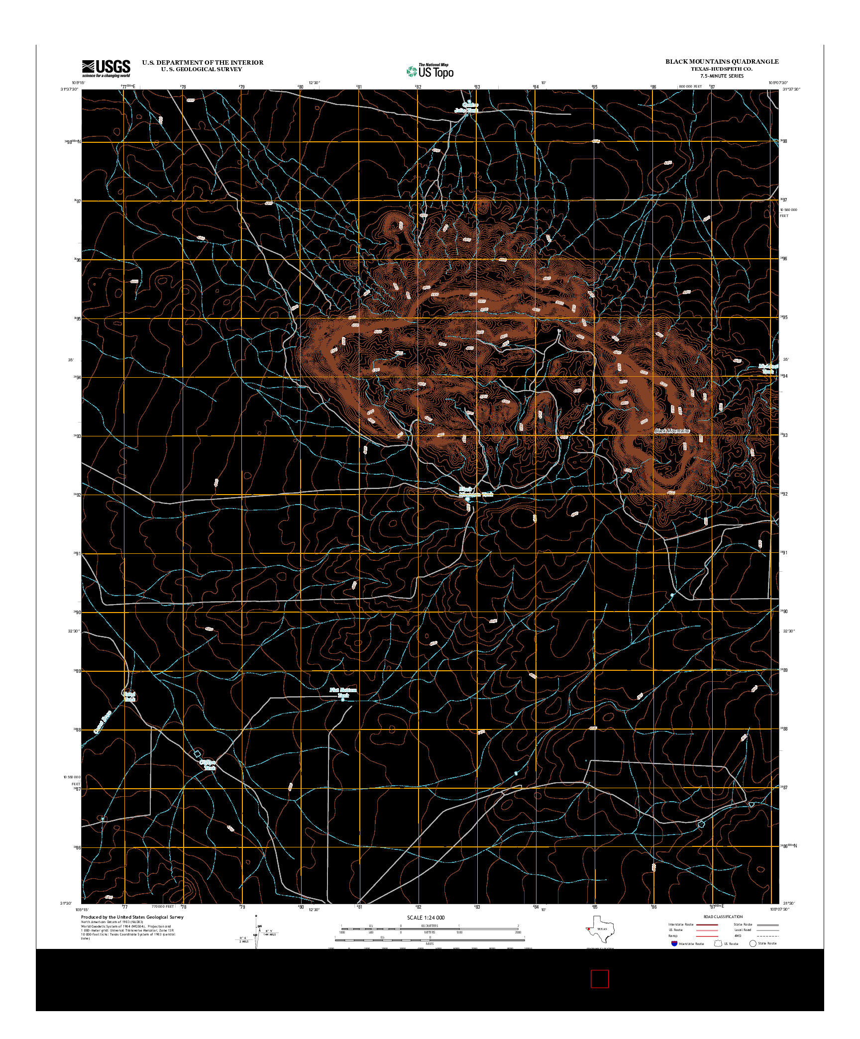 USGS US TOPO 7.5-MINUTE MAP FOR BLACK MOUNTAINS, TX 2013