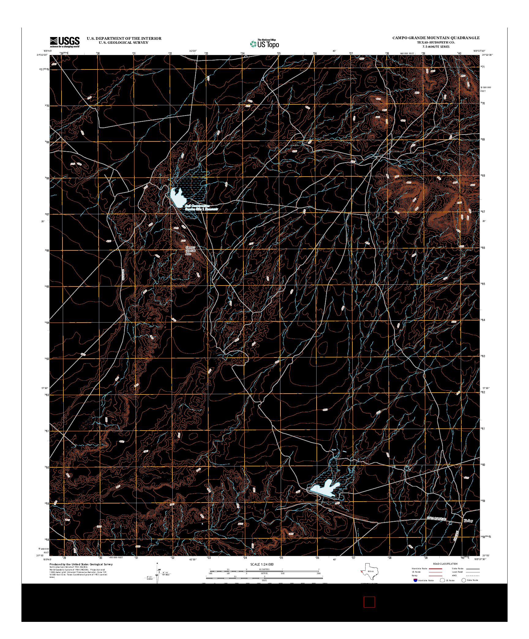 USGS US TOPO 7.5-MINUTE MAP FOR CAMPO GRANDE MOUNTAIN, TX 2013