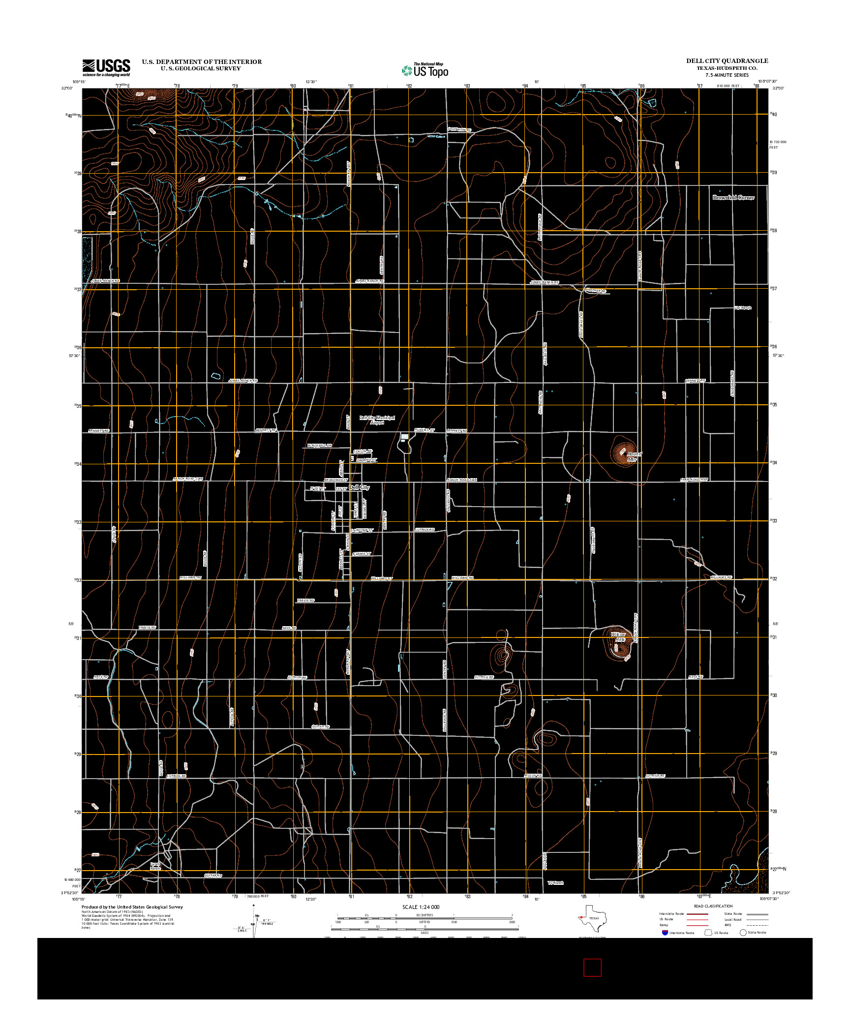USGS US TOPO 7.5-MINUTE MAP FOR DELL CITY, TX 2013