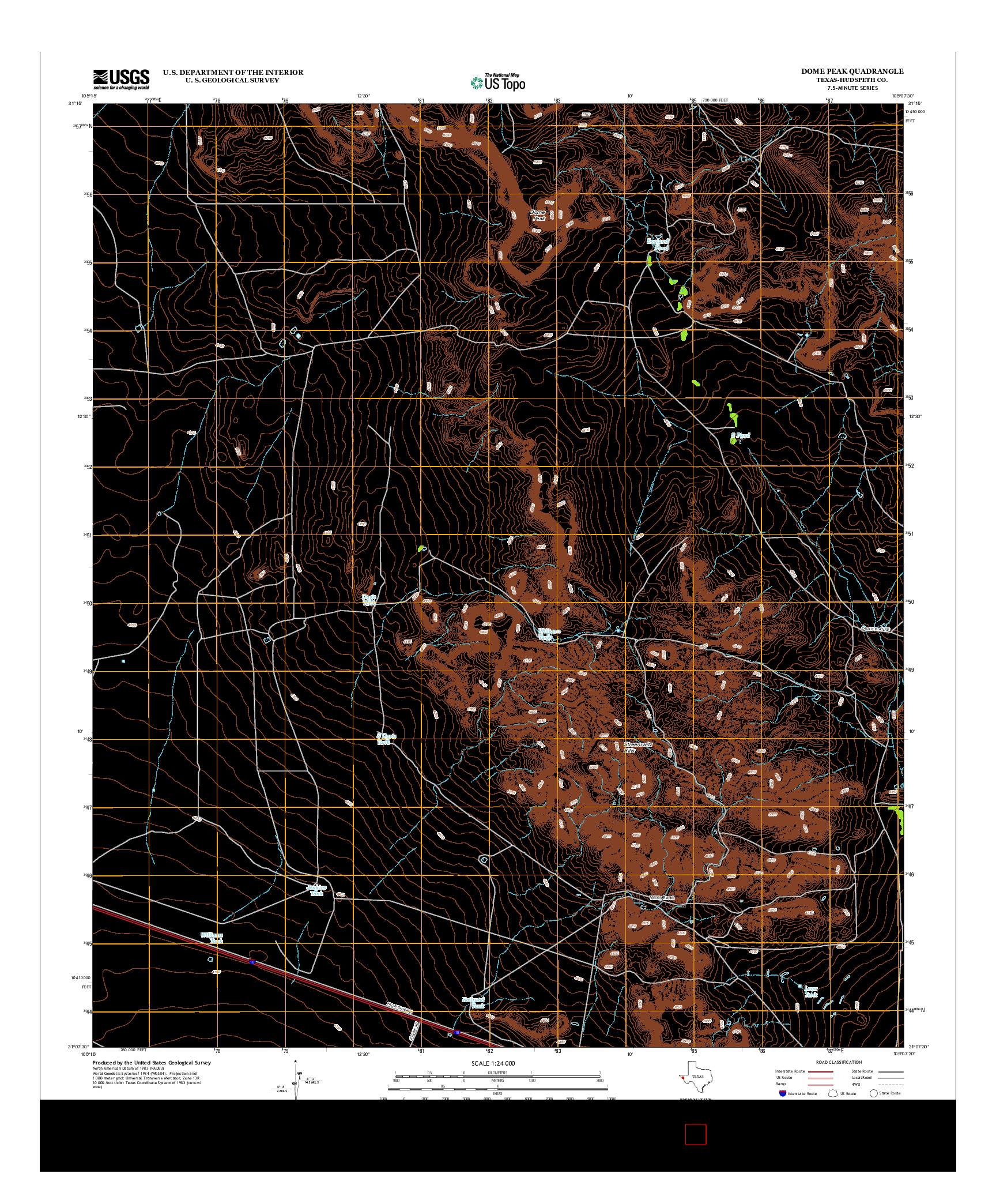 USGS US TOPO 7.5-MINUTE MAP FOR DOME PEAK, TX 2013