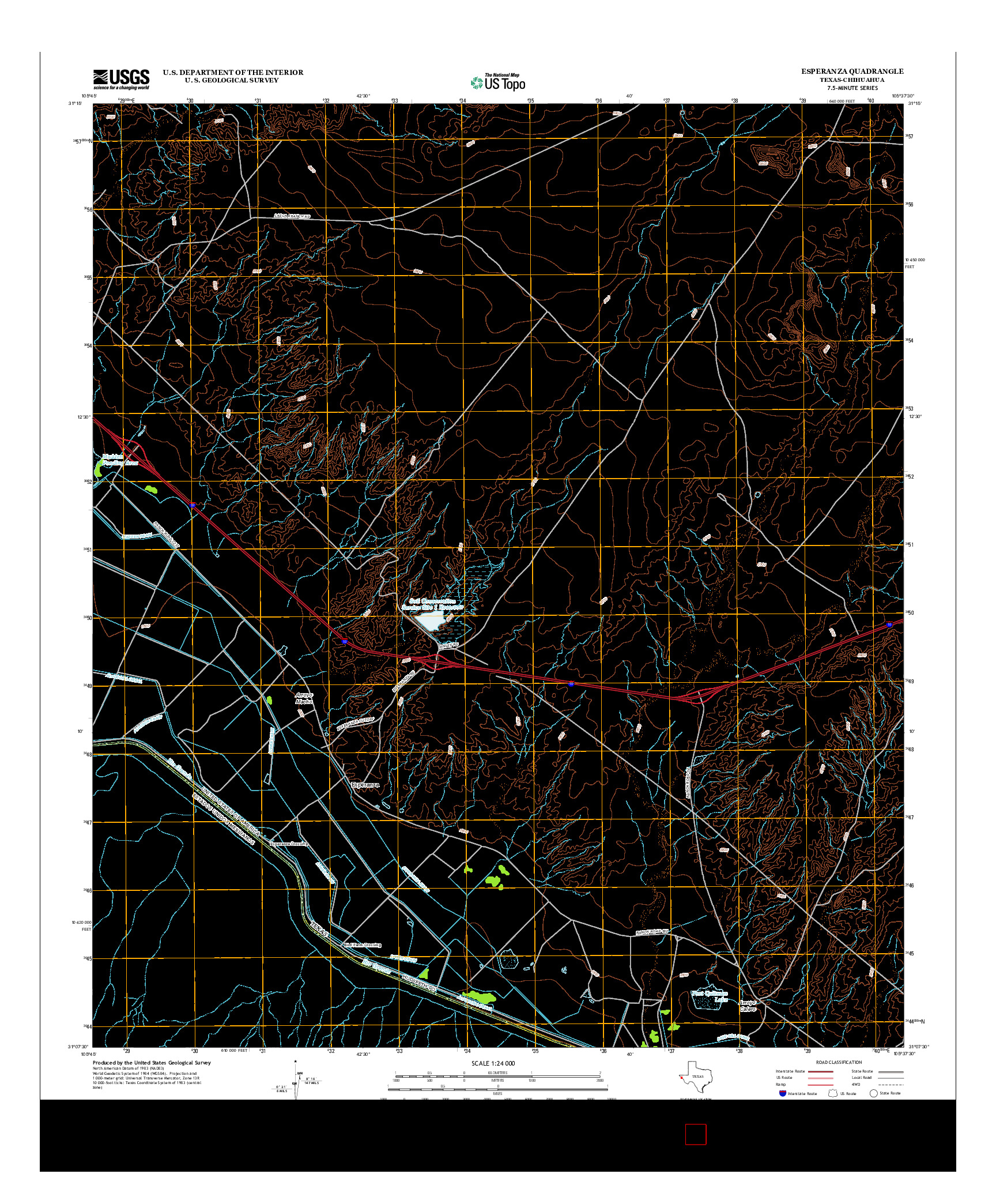 USGS US TOPO 7.5-MINUTE MAP FOR ESPERANZA, TX-CHH 2013