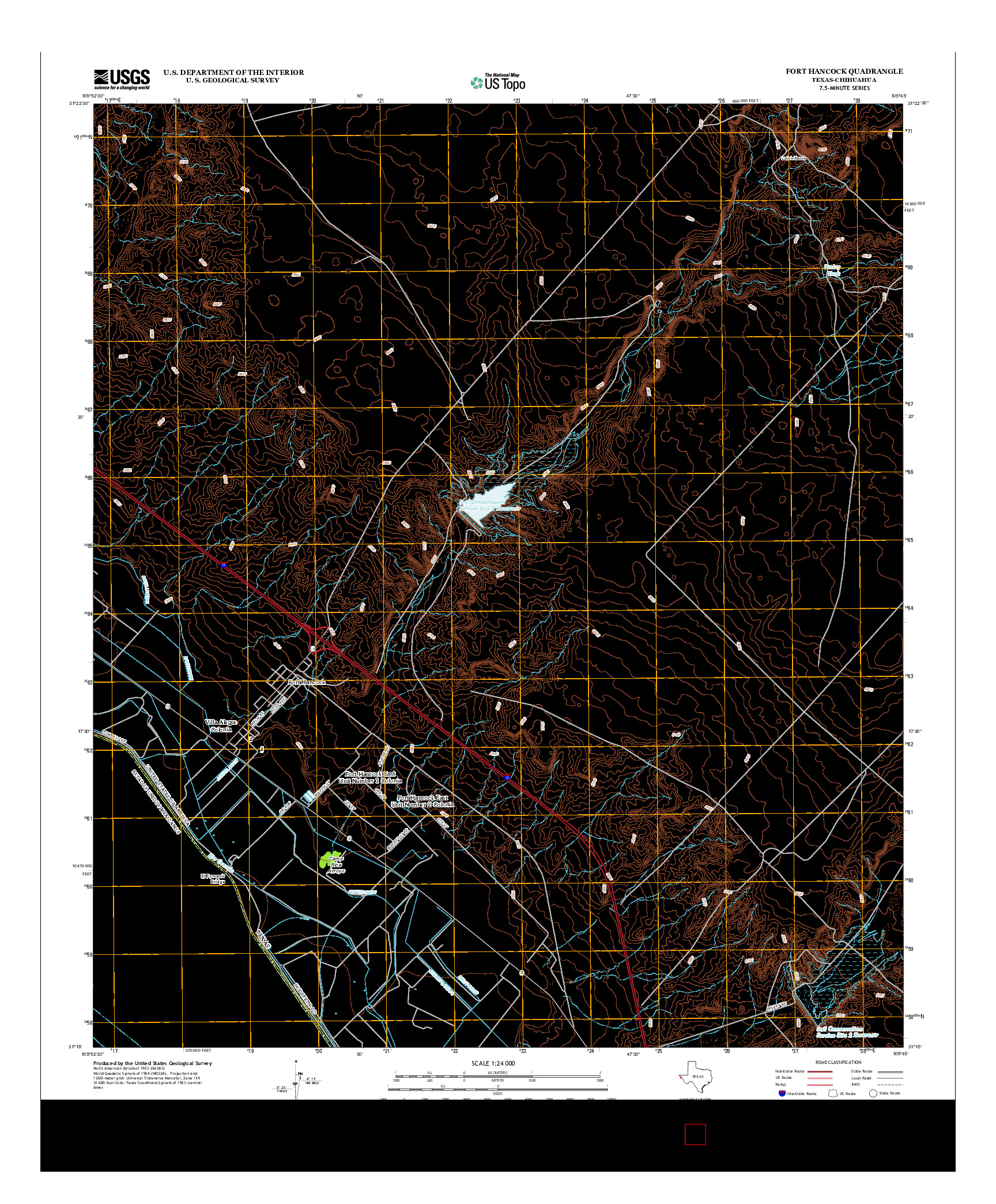USGS US TOPO 7.5-MINUTE MAP FOR FORT HANCOCK, TX-CHH 2013