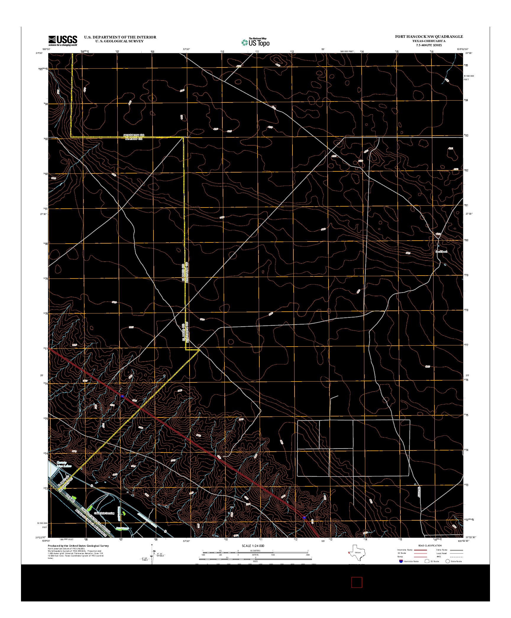 USGS US TOPO 7.5-MINUTE MAP FOR FORT HANCOCK NW, TX-CHH 2013