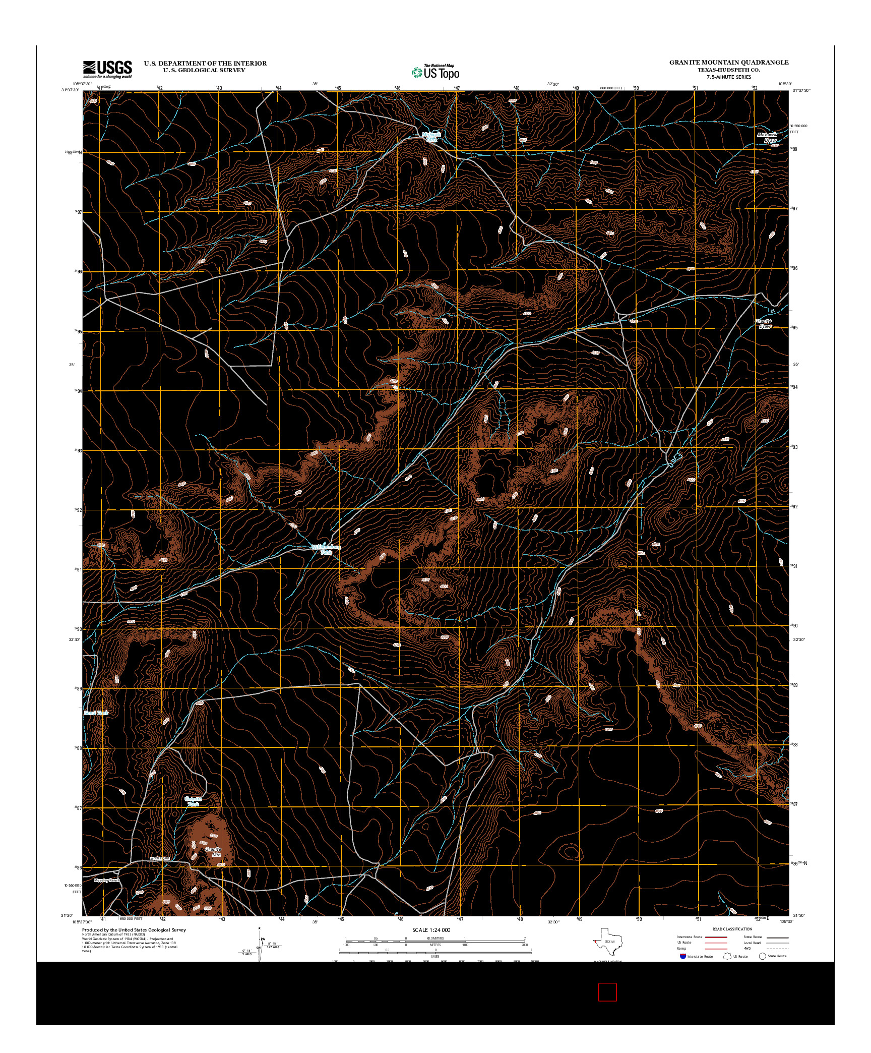 USGS US TOPO 7.5-MINUTE MAP FOR GRANITE MOUNTAIN, TX 2013