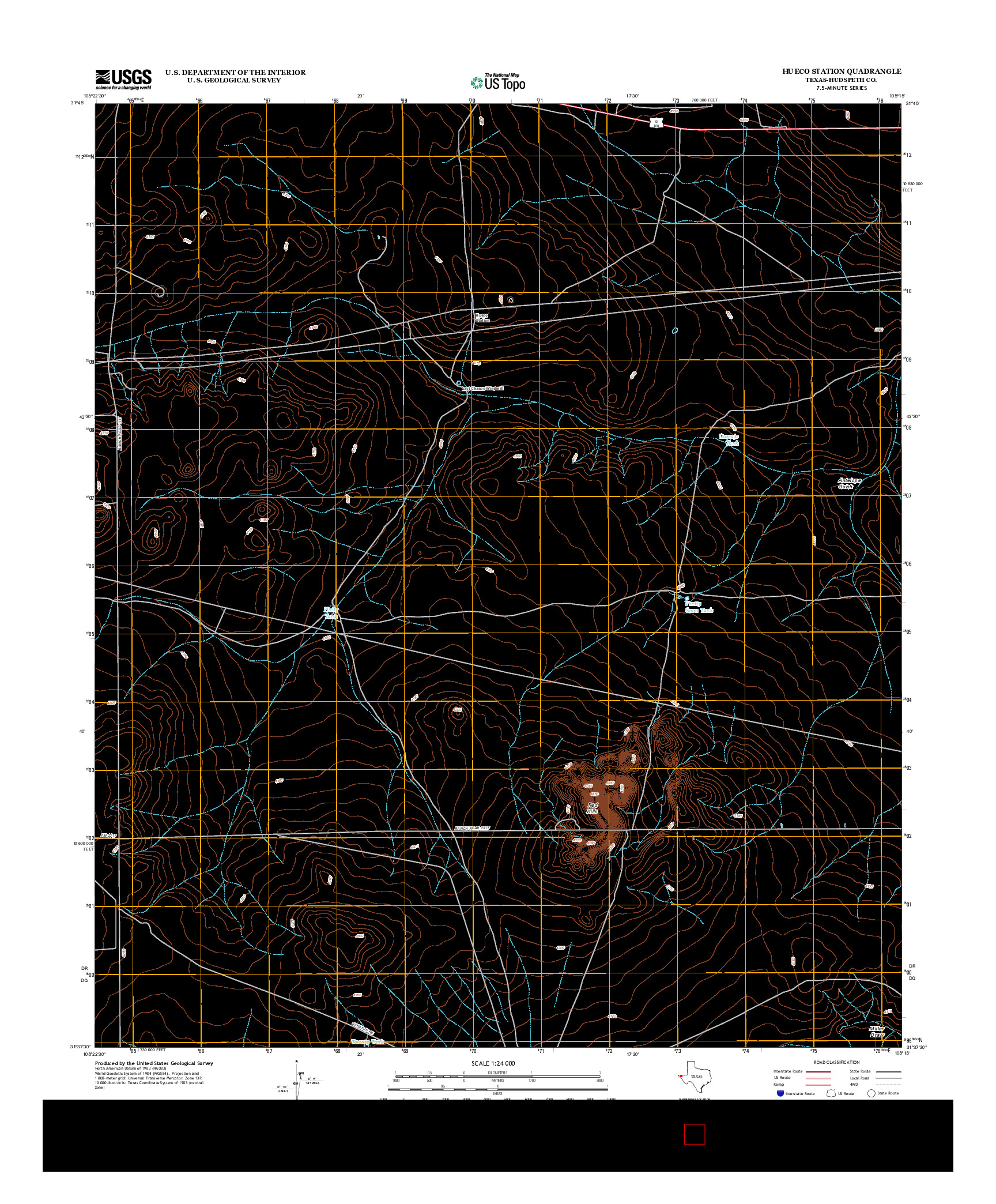 USGS US TOPO 7.5-MINUTE MAP FOR HUECO STATION, TX 2013