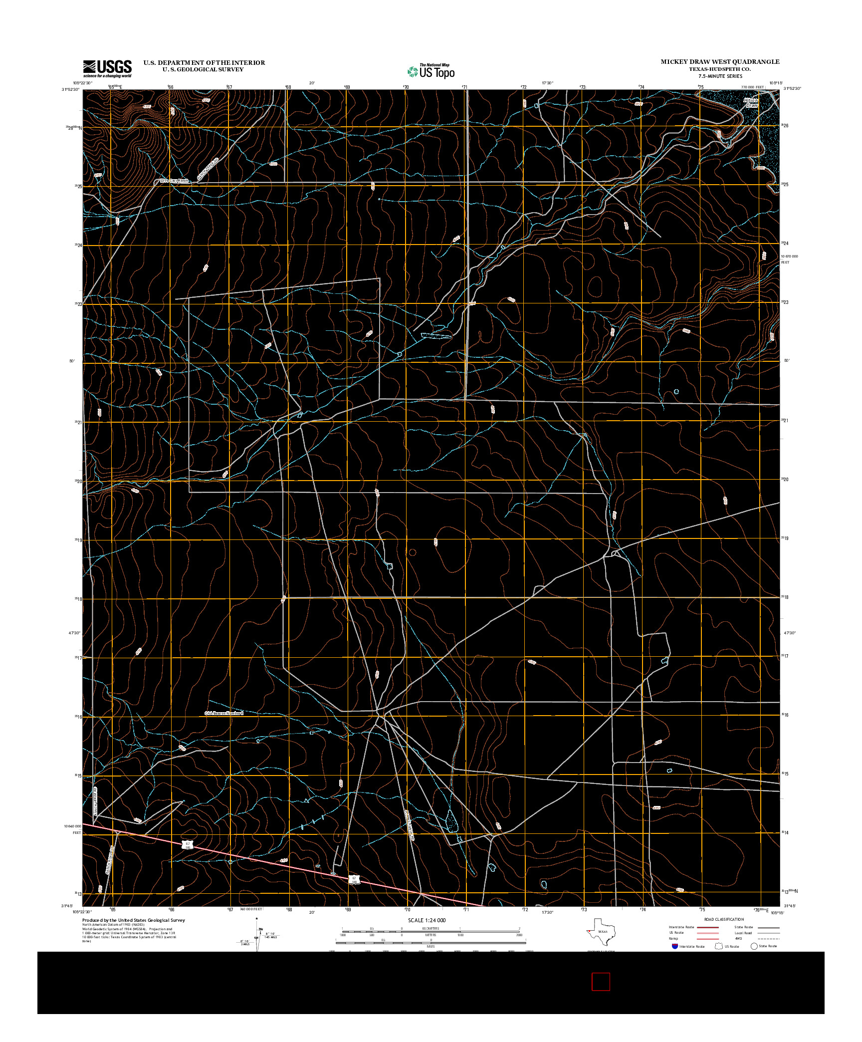 USGS US TOPO 7.5-MINUTE MAP FOR MICKEY DRAW WEST, TX 2013
