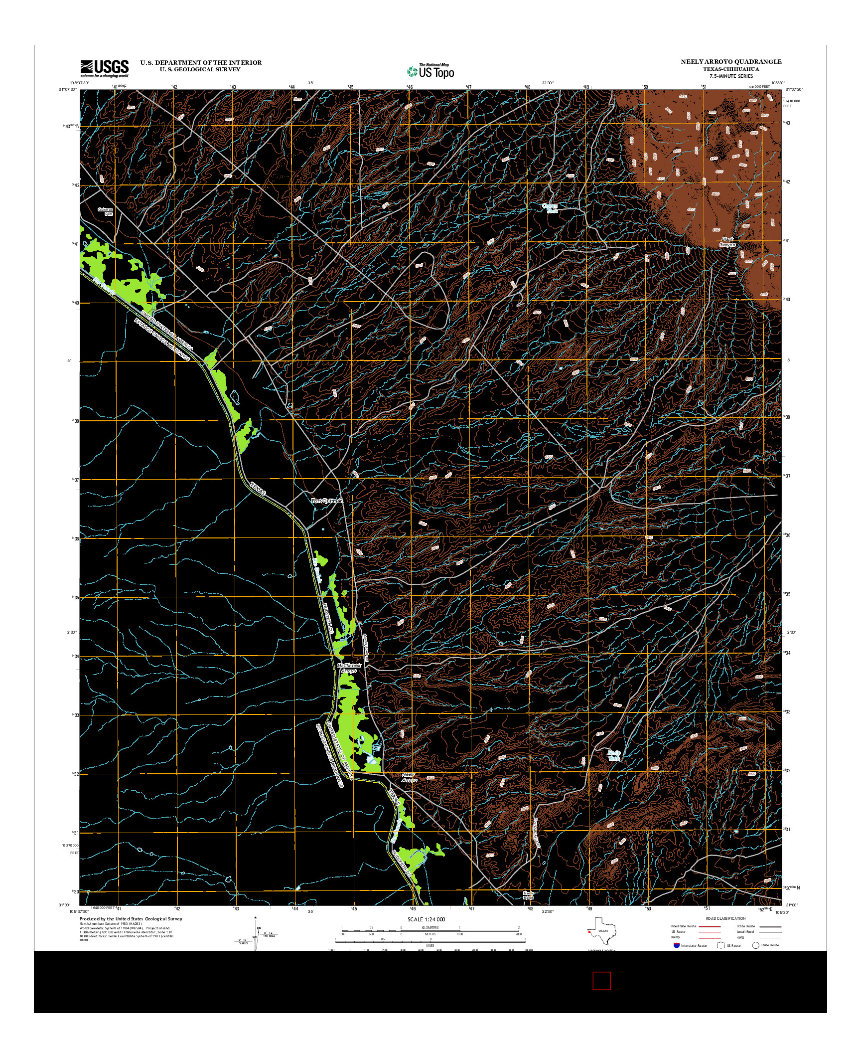 USGS US TOPO 7.5-MINUTE MAP FOR NEELY ARROYO, TX-CHH 2013