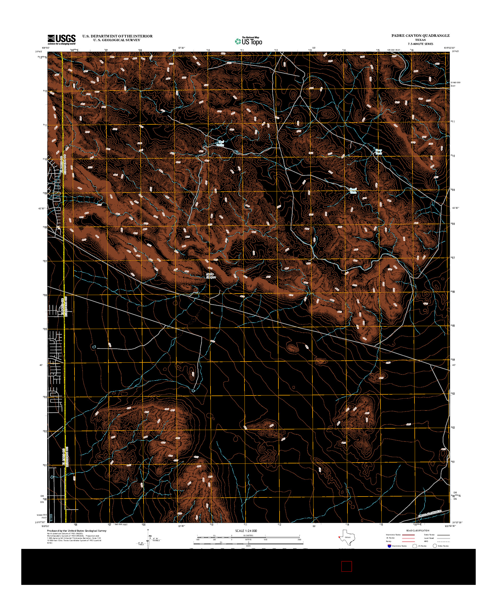USGS US TOPO 7.5-MINUTE MAP FOR PADRE CANYON, TX 2013