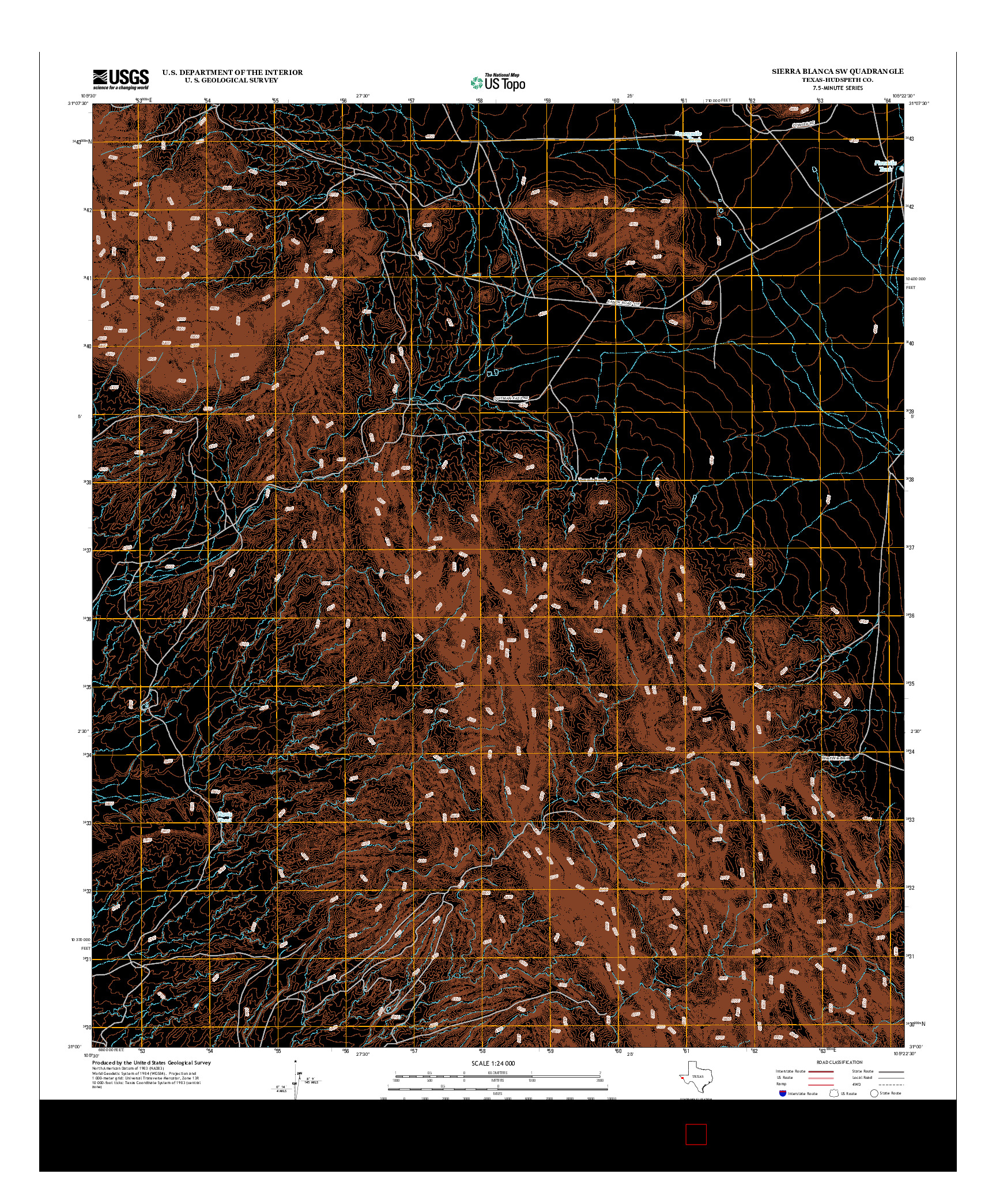 USGS US TOPO 7.5-MINUTE MAP FOR SIERRA BLANCA SW, TX 2013