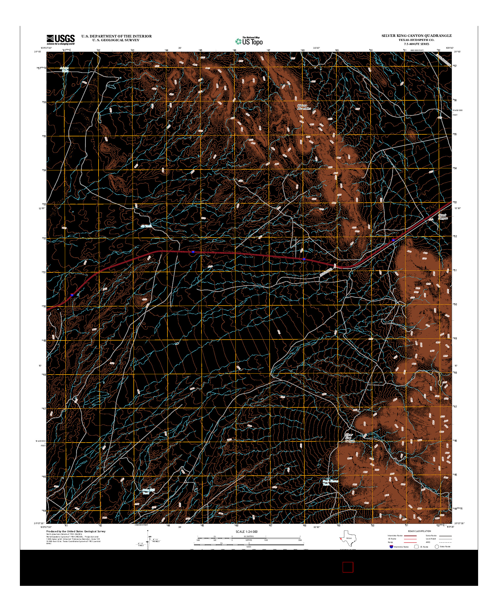 USGS US TOPO 7.5-MINUTE MAP FOR SILVER KING CANYON, TX 2013