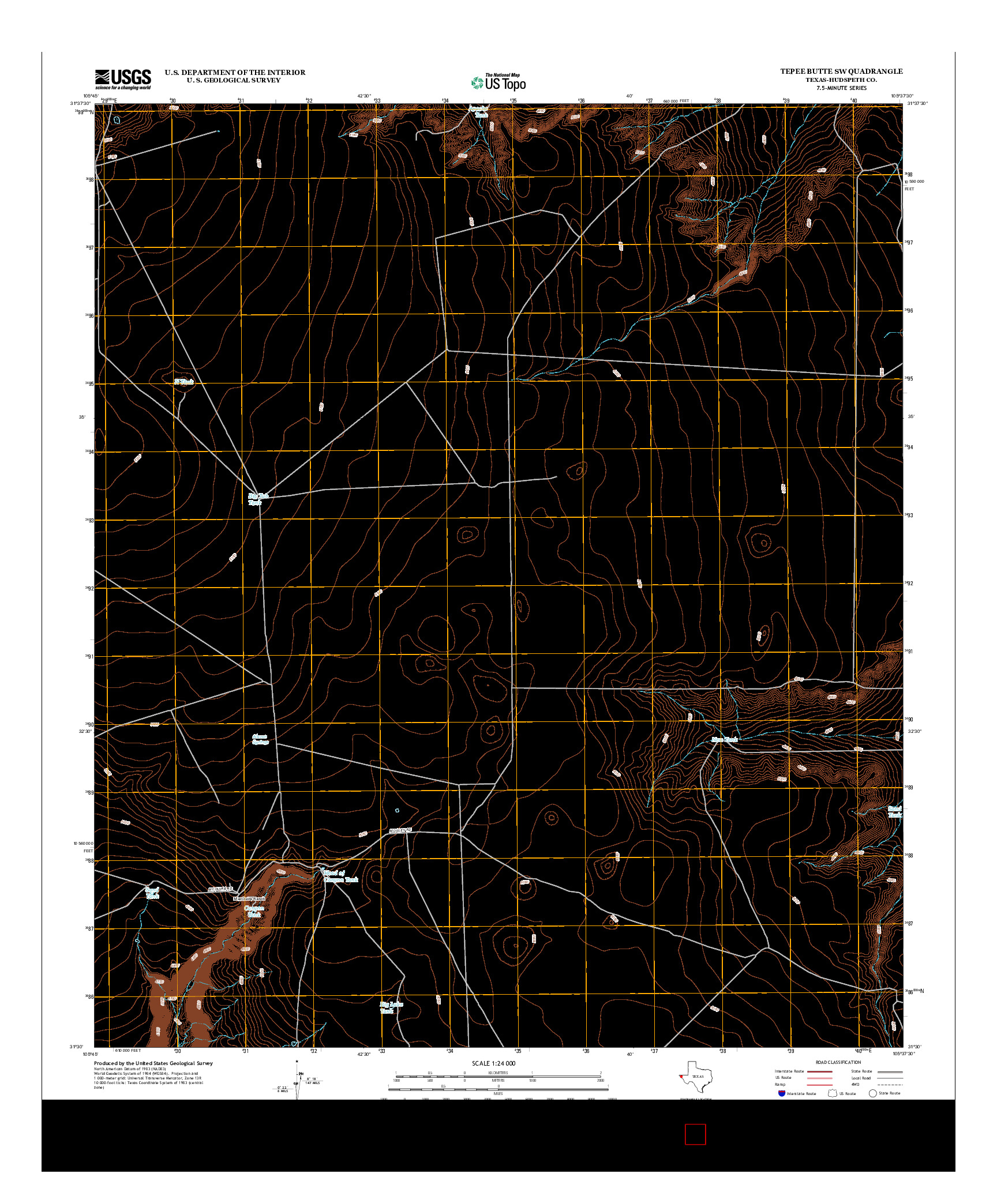 USGS US TOPO 7.5-MINUTE MAP FOR TEPEE BUTTE SW, TX 2013