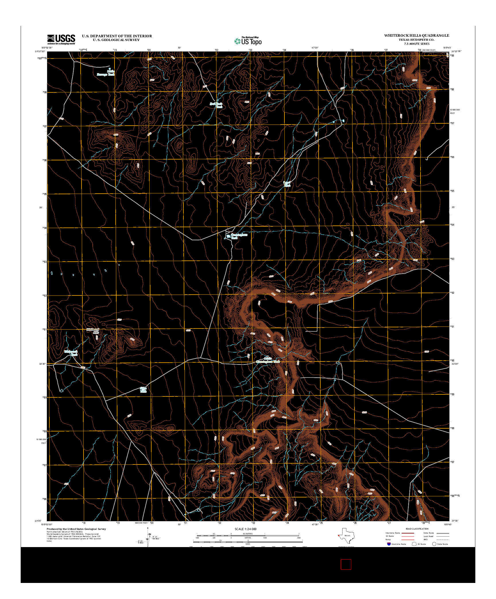 USGS US TOPO 7.5-MINUTE MAP FOR WHITEROCK HILLS, TX 2013