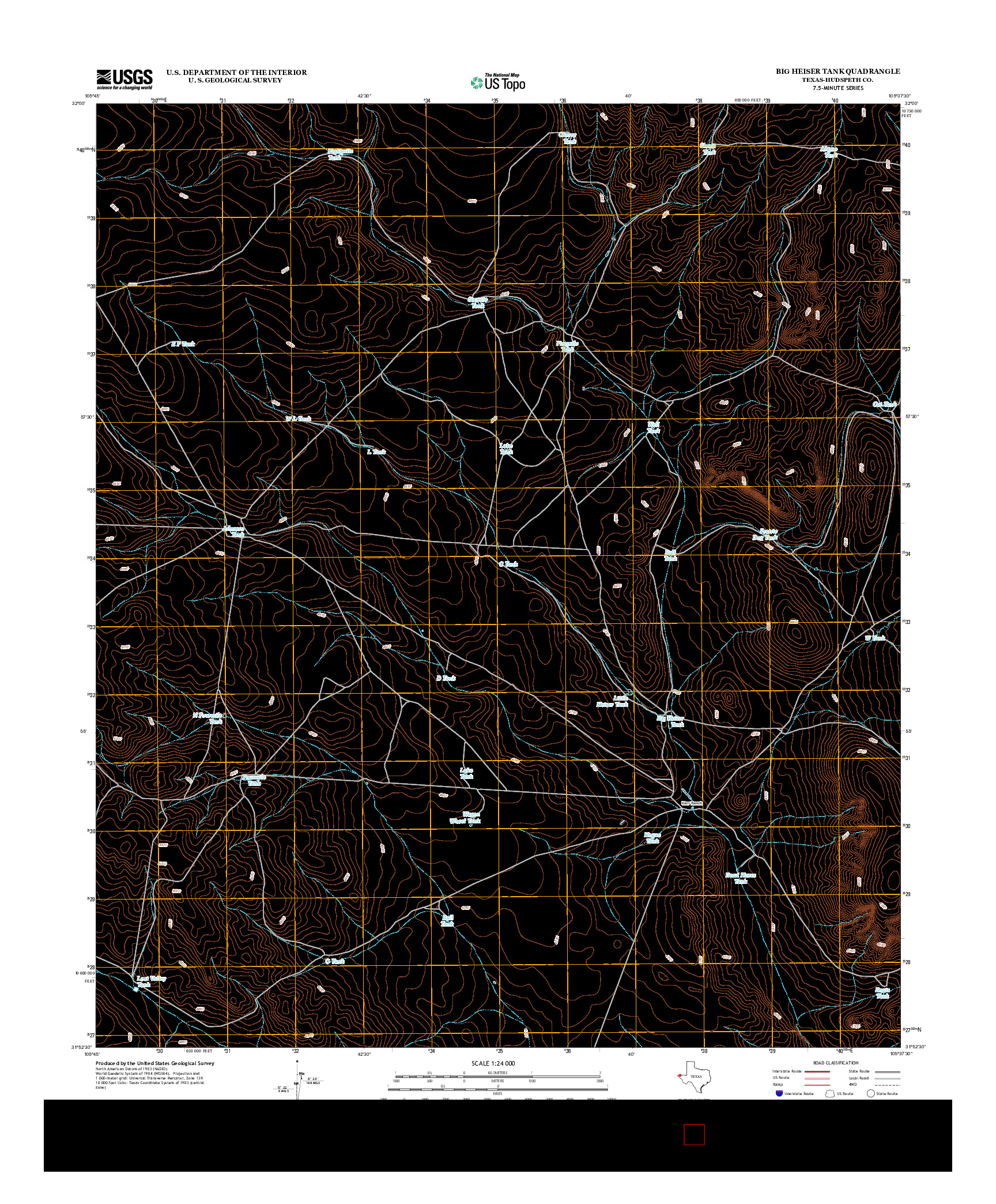 USGS US TOPO 7.5-MINUTE MAP FOR BIG HEISER TANK, TX 2013
