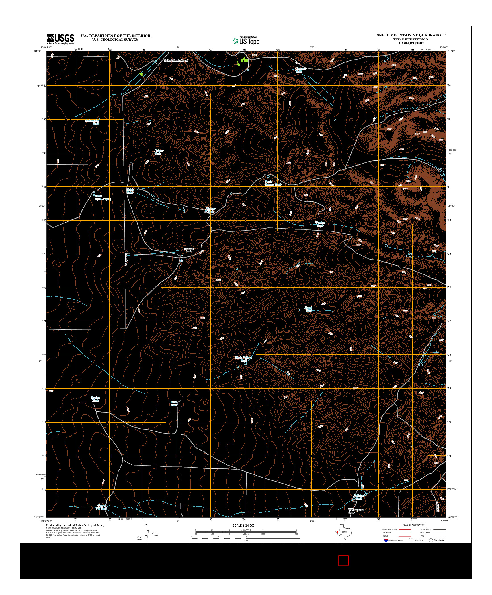 USGS US TOPO 7.5-MINUTE MAP FOR SNEED MOUNTAIN NE, TX 2013