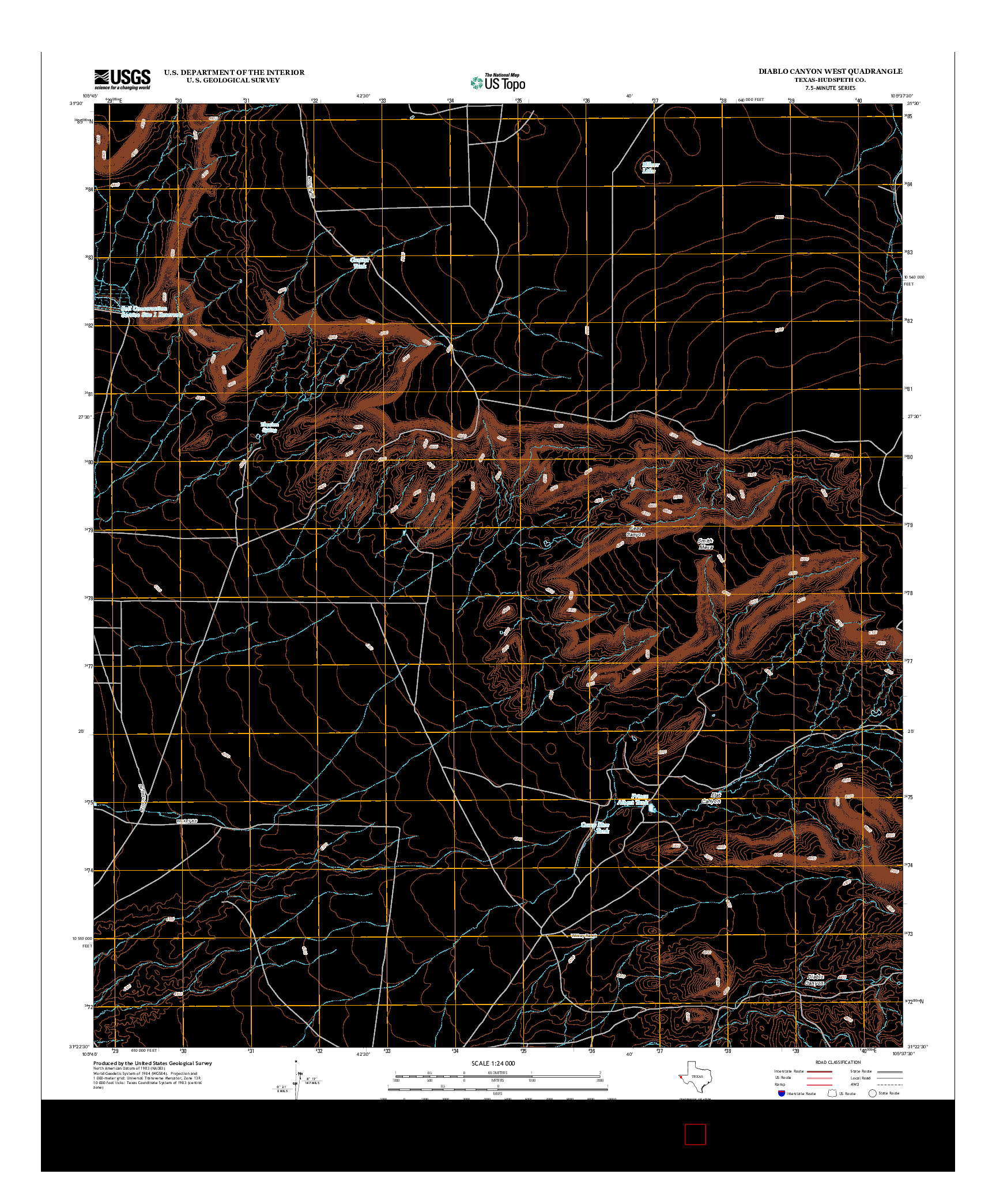 USGS US TOPO 7.5-MINUTE MAP FOR DIABLO CANYON WEST, TX 2013