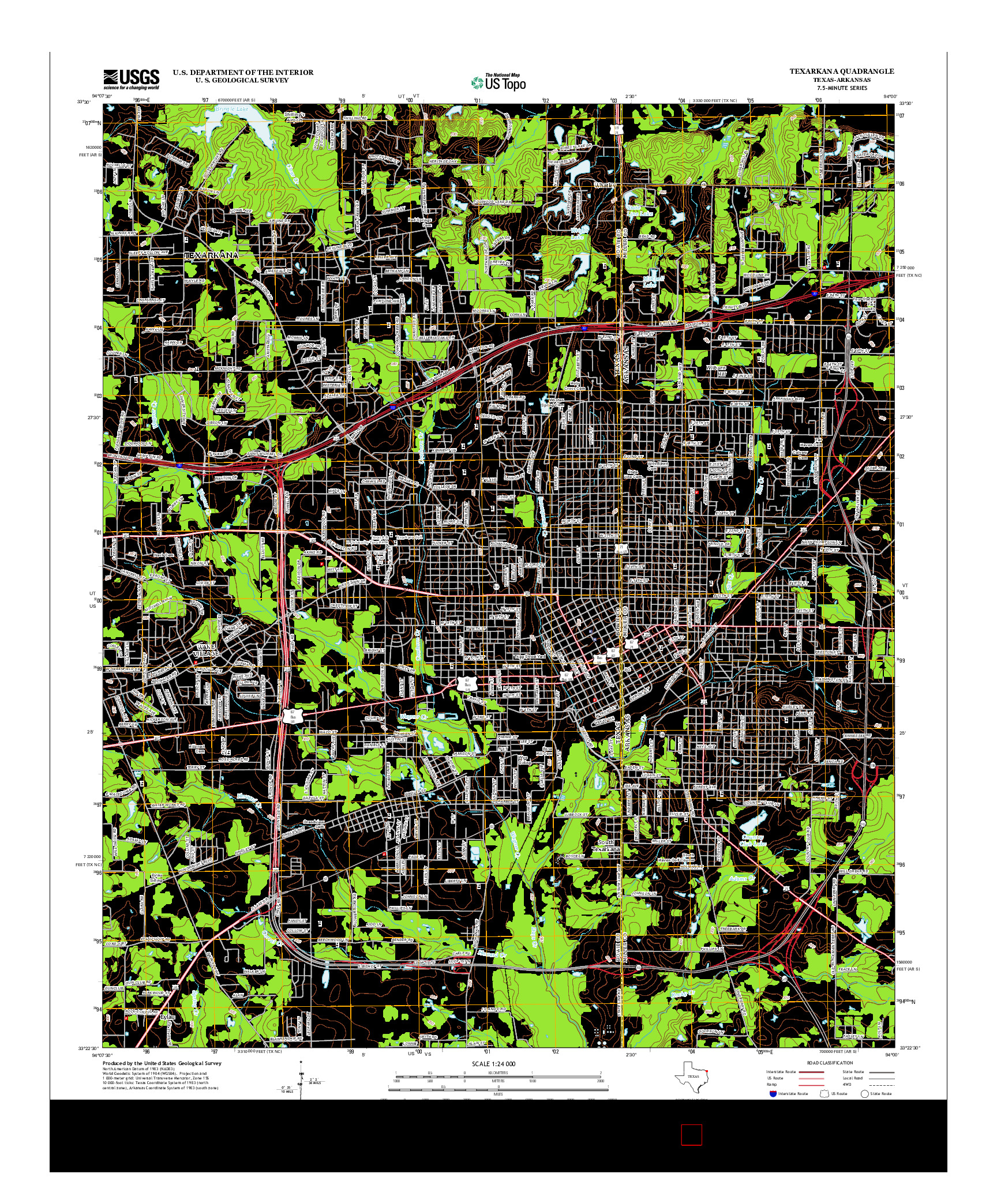 USGS US TOPO 7.5-MINUTE MAP FOR TEXARKANA, TX-AR 2013