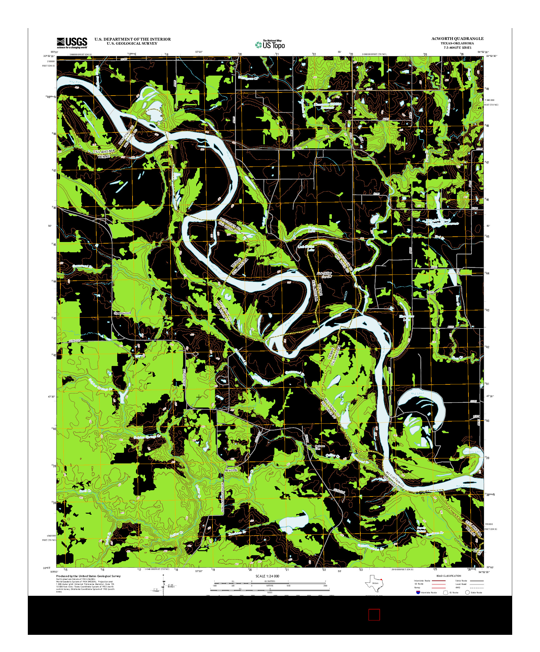 USGS US TOPO 7.5-MINUTE MAP FOR ACWORTH, TX-OK 2013