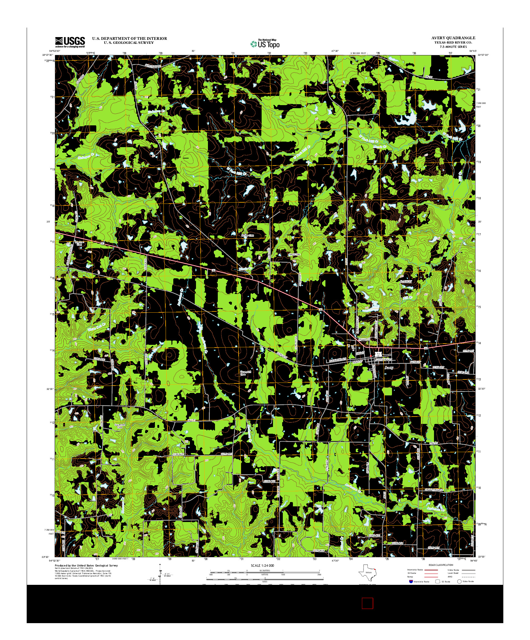 USGS US TOPO 7.5-MINUTE MAP FOR AVERY, TX 2013