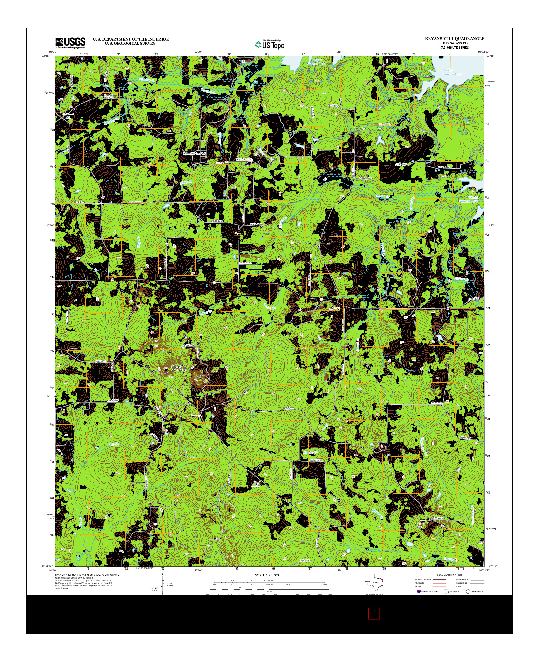 USGS US TOPO 7.5-MINUTE MAP FOR BRYANS MILL, TX 2013