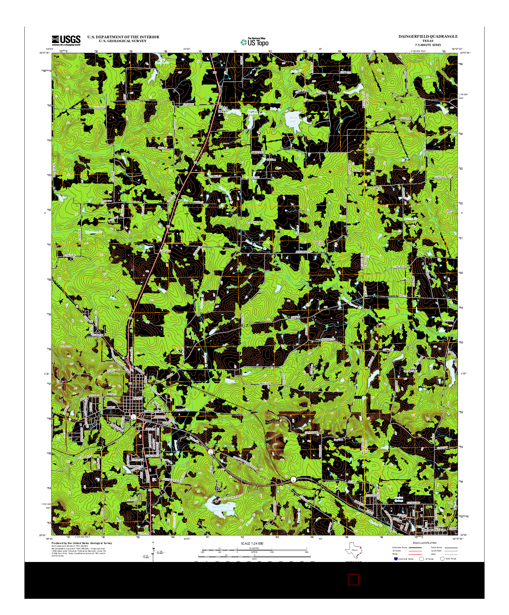 USGS US TOPO 7.5-MINUTE MAP FOR DAINGERFIELD, TX 2013