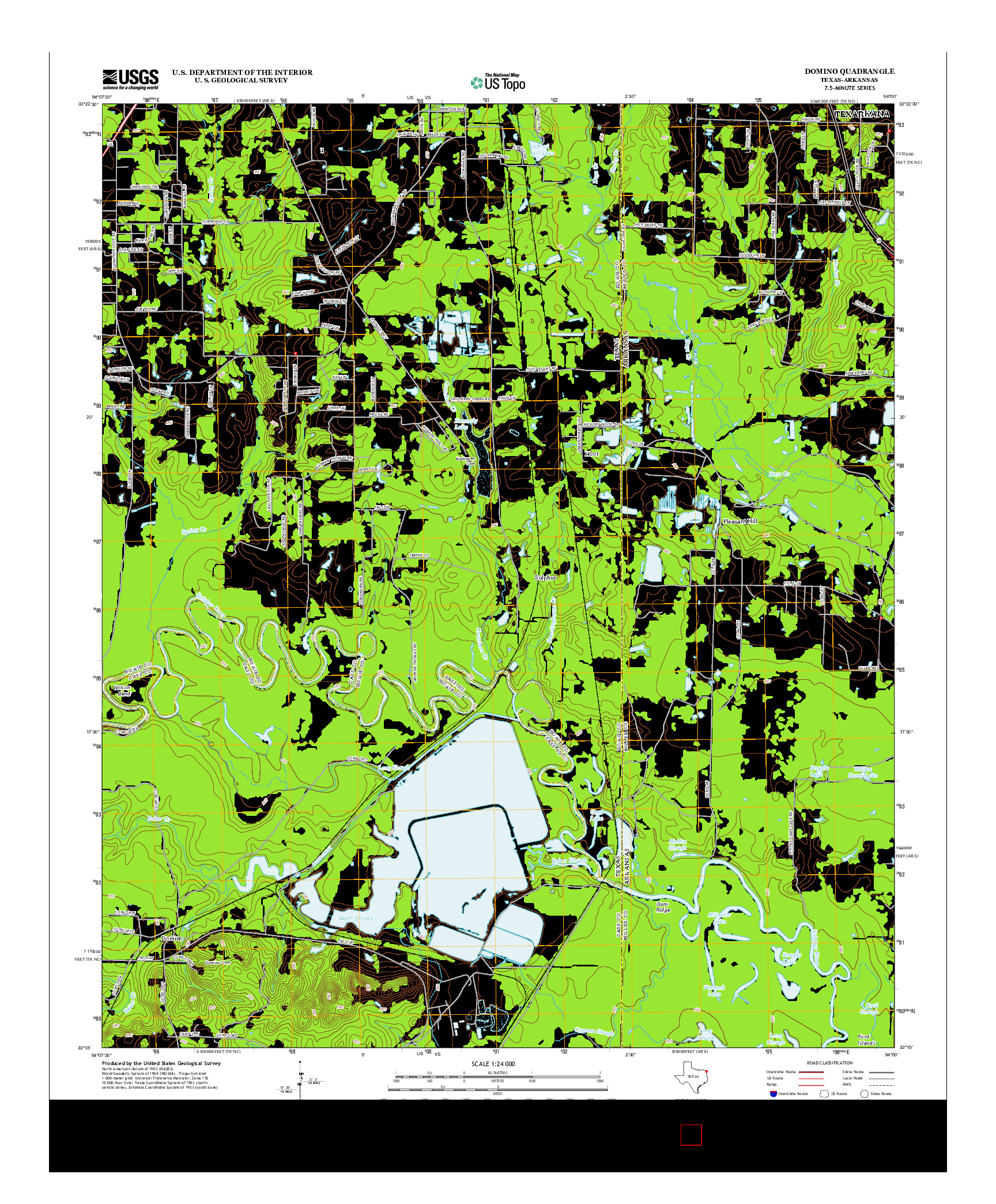 USGS US TOPO 7.5-MINUTE MAP FOR DOMINO, TX-AR 2013