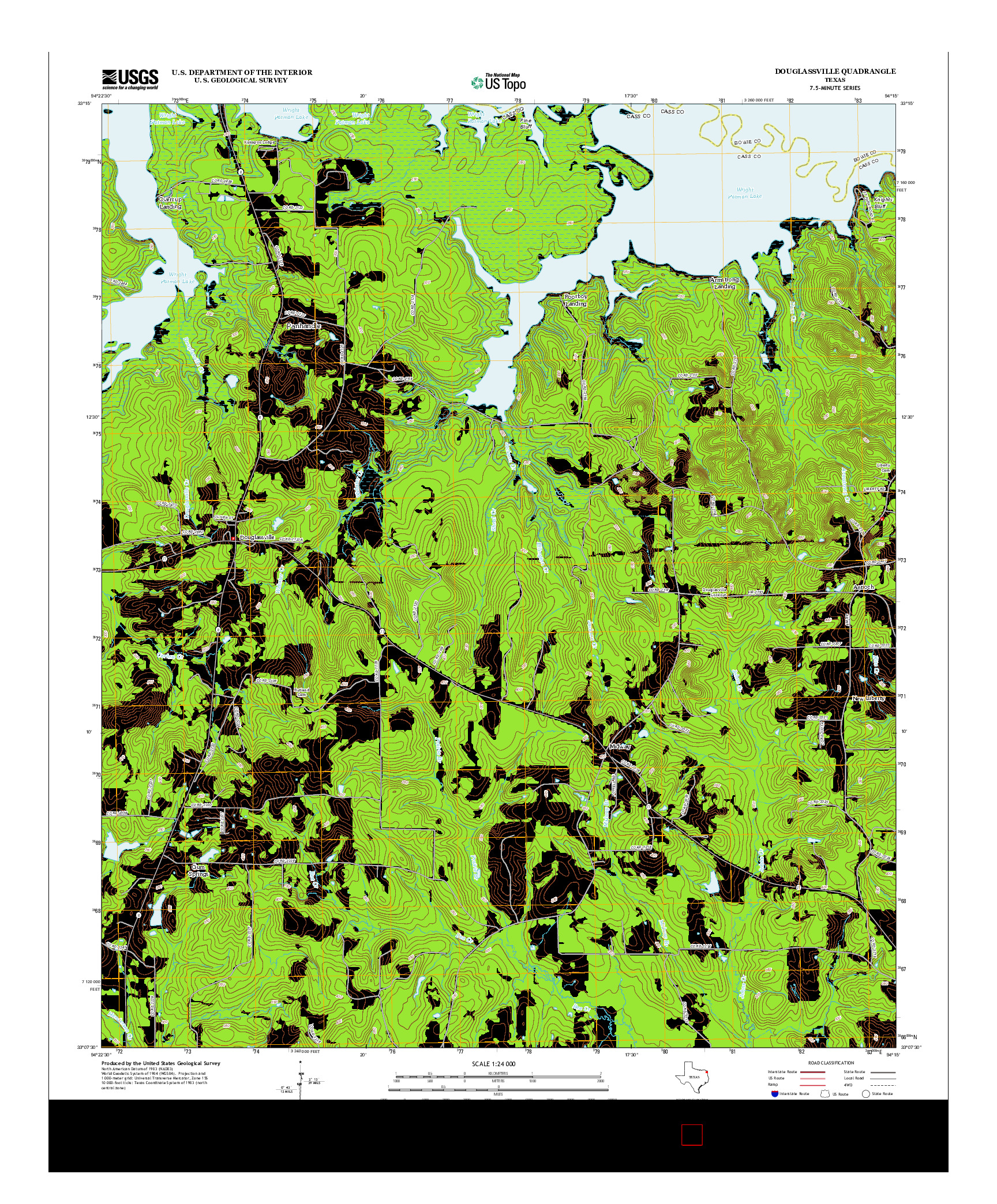 USGS US TOPO 7.5-MINUTE MAP FOR DOUGLASSVILLE, TX 2013