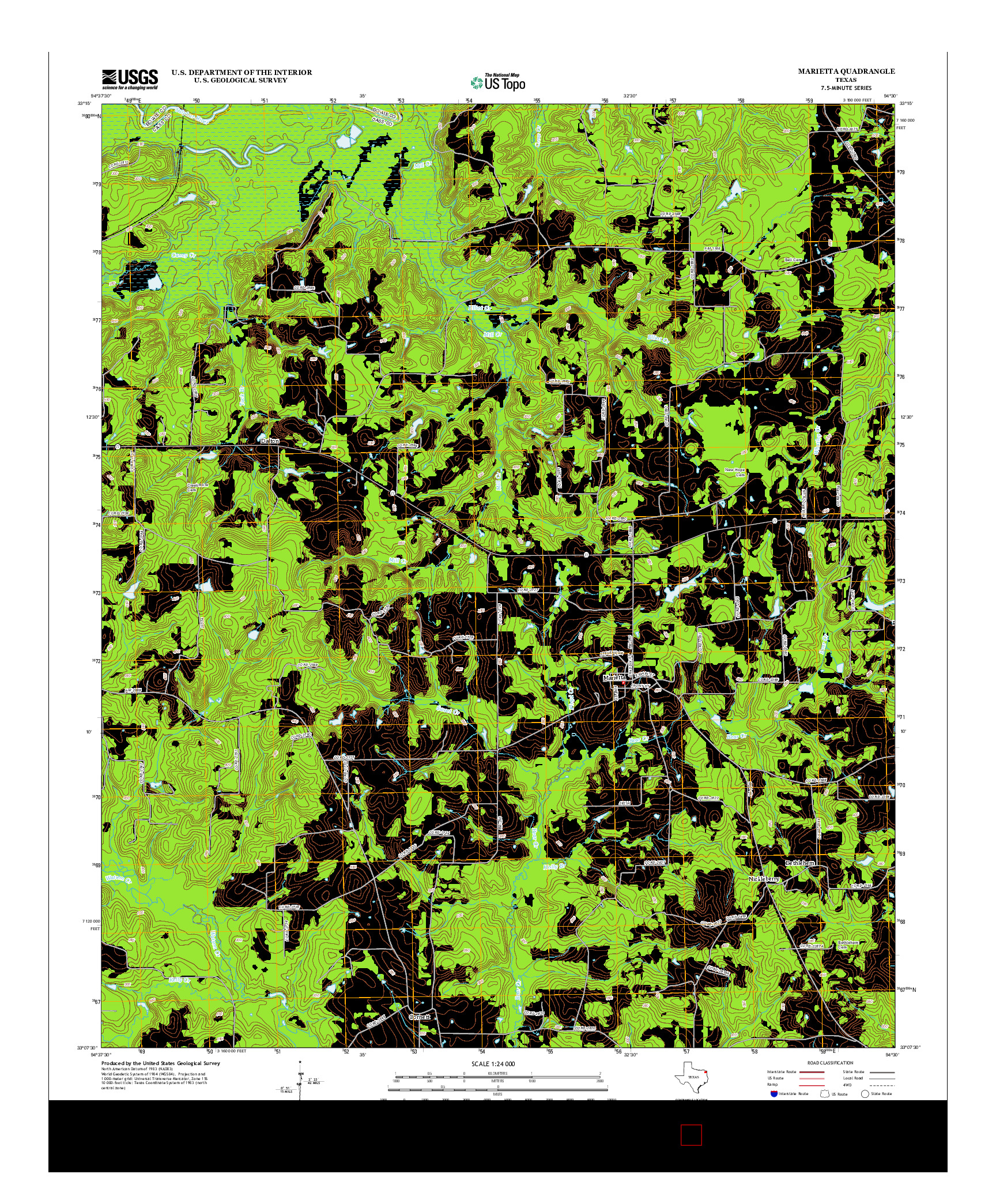 USGS US TOPO 7.5-MINUTE MAP FOR MARIETTA, TX 2013