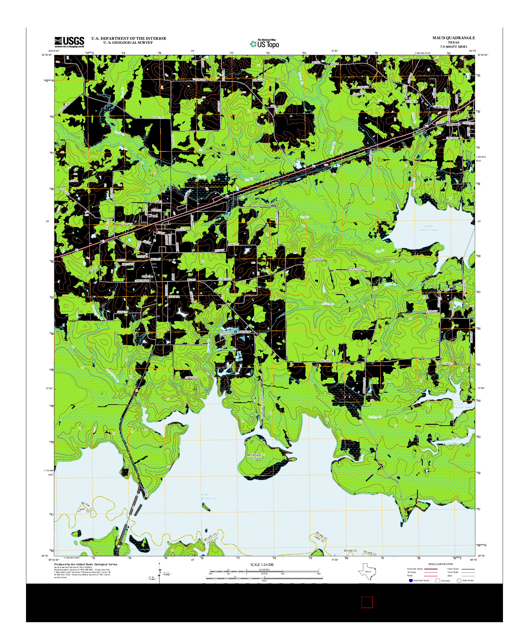 USGS US TOPO 7.5-MINUTE MAP FOR MAUD, TX 2013