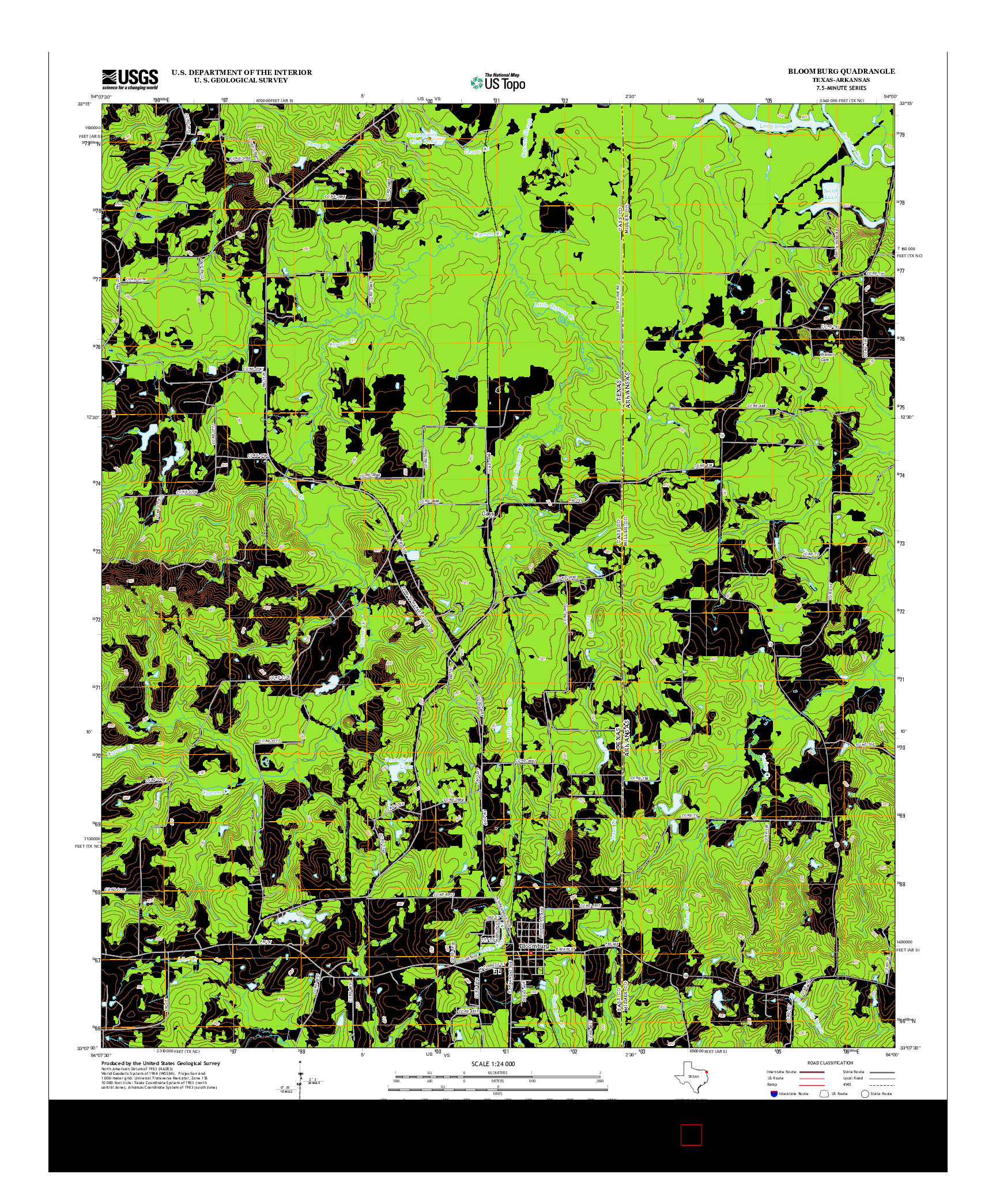USGS US TOPO 7.5-MINUTE MAP FOR BLOOMBURG, TX-AR 2013