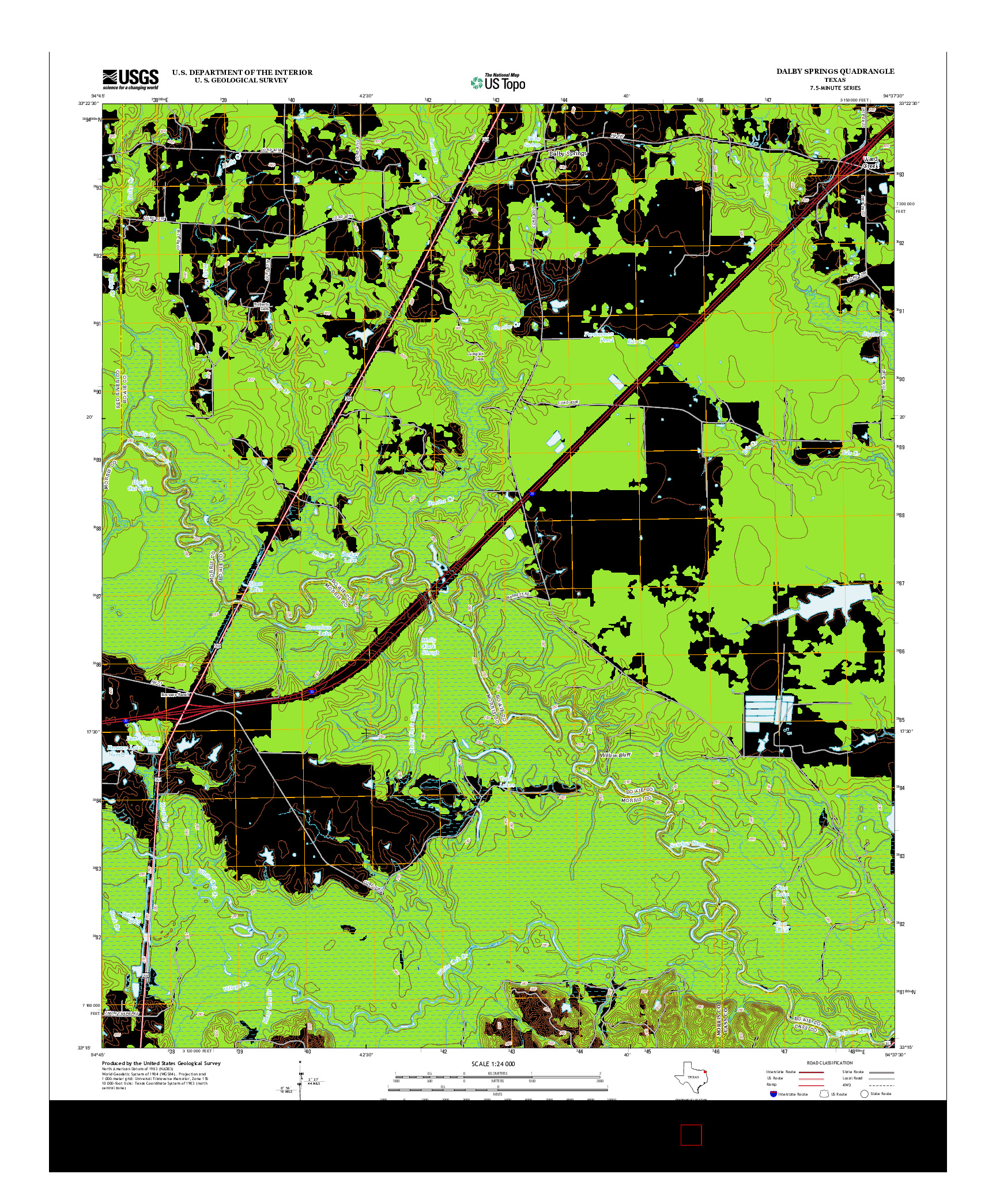 USGS US TOPO 7.5-MINUTE MAP FOR DALBY SPRINGS, TX 2013