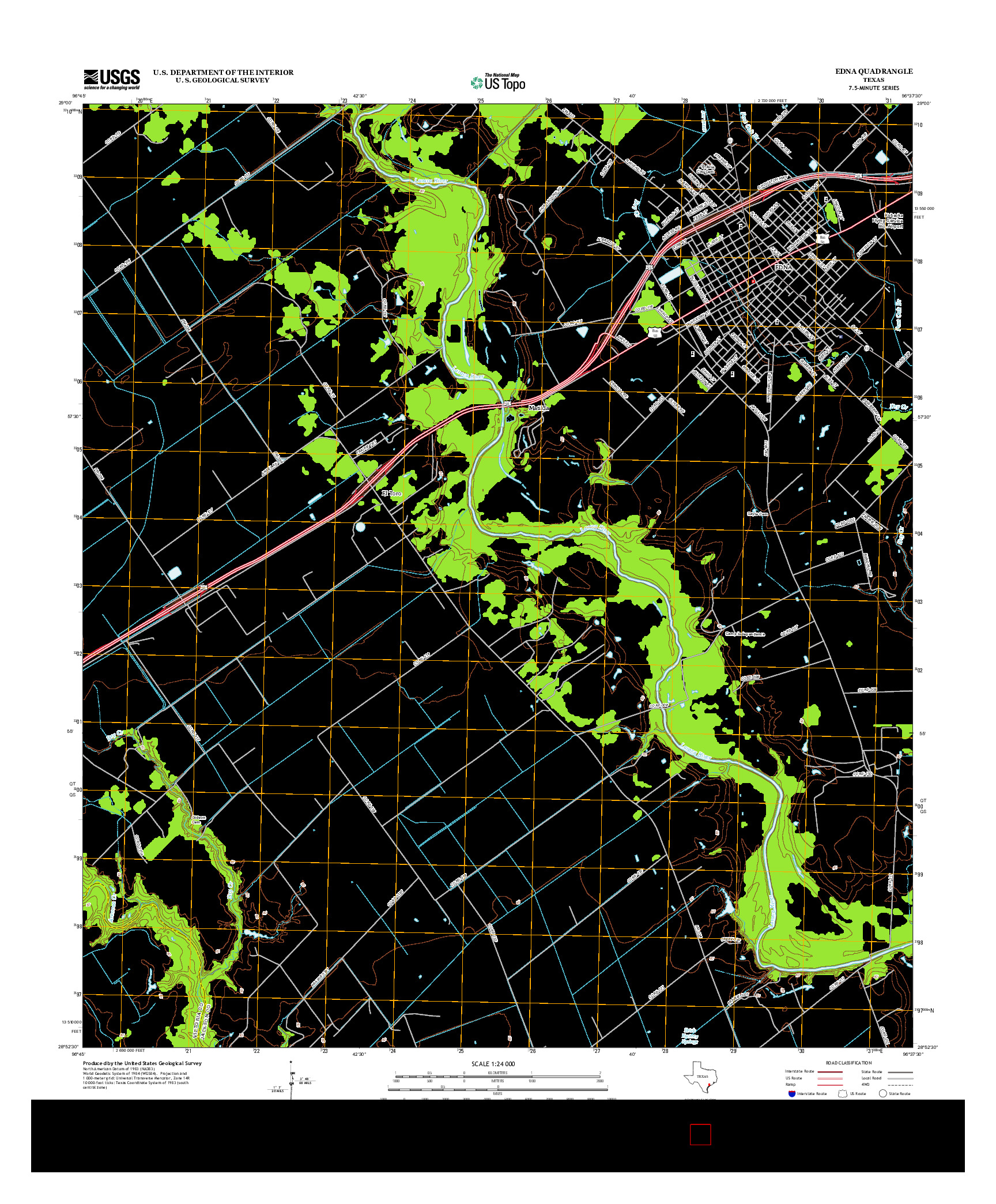 USGS US TOPO 7.5-MINUTE MAP FOR EDNA, TX 2013